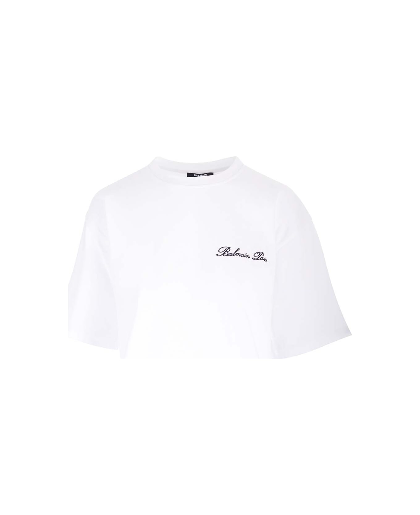 Balmain T-shirt With Iconic Balmain Embroidery - White