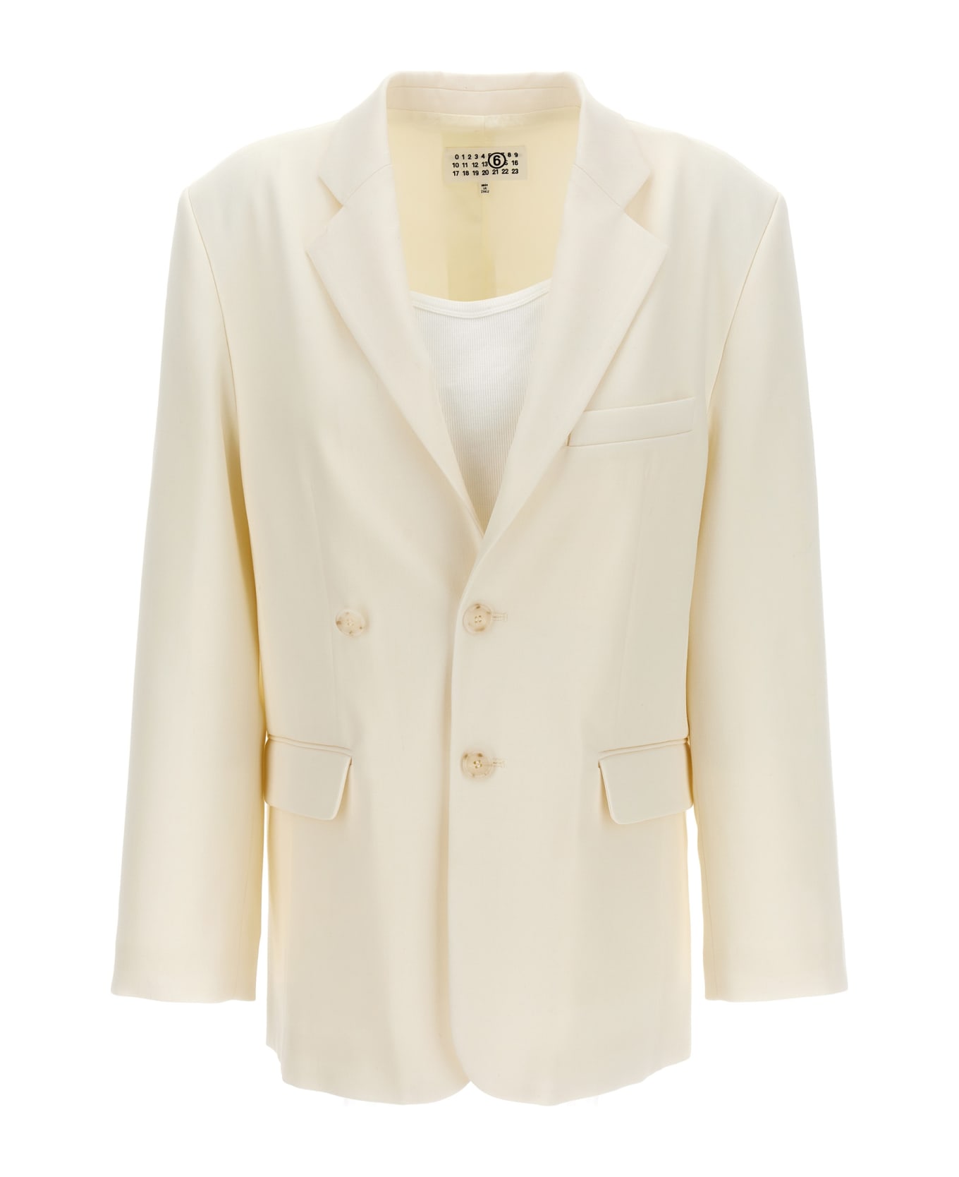 MM6 Maison Margiela Single-breasted Blazer With Top Insert - White