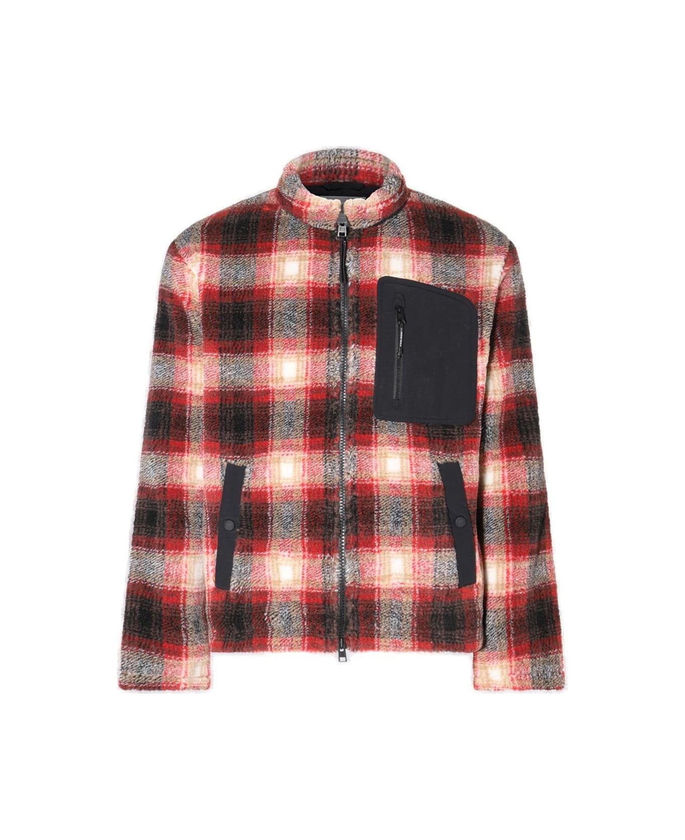 Woolrich Checked Funnel Neck Jacket - Rosso