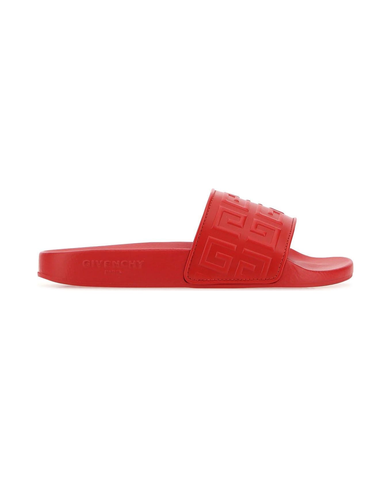 Givenchy Red Leather 4g Slippers - RED サンダル