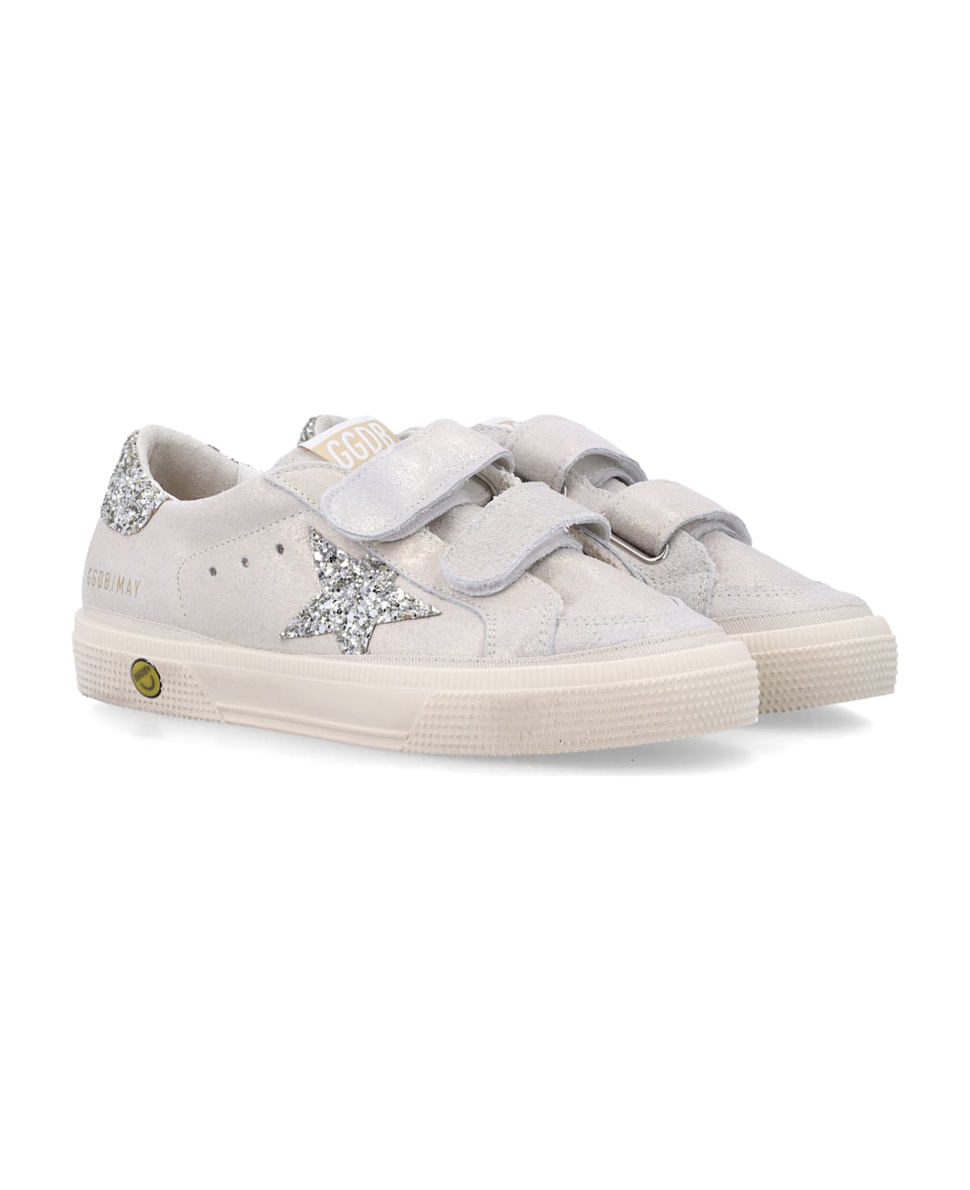 Golden Goose Kids May School Glitter Sneaker - PLATINUM