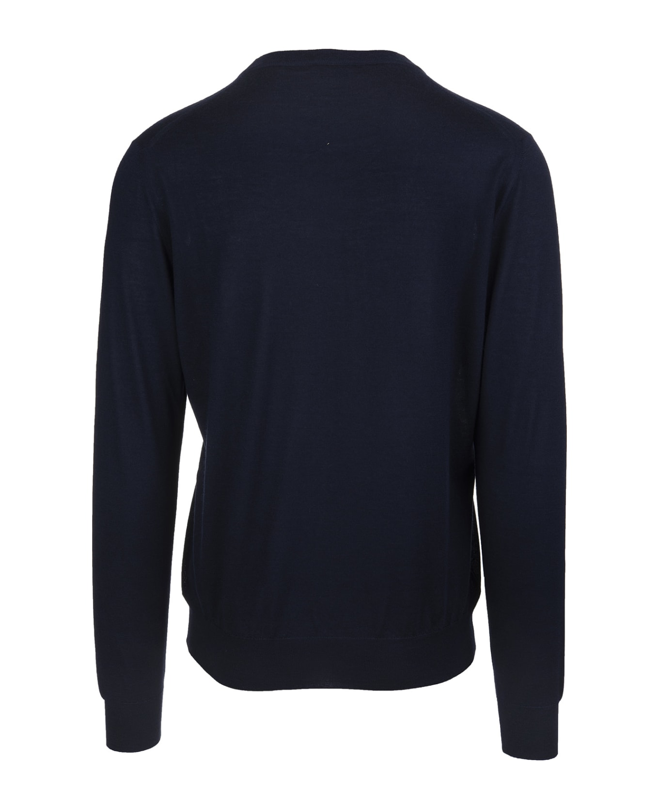 Fedeli Dark Blue Round Neck Pullover In Cashmere And Silk - Blue ニットウェア