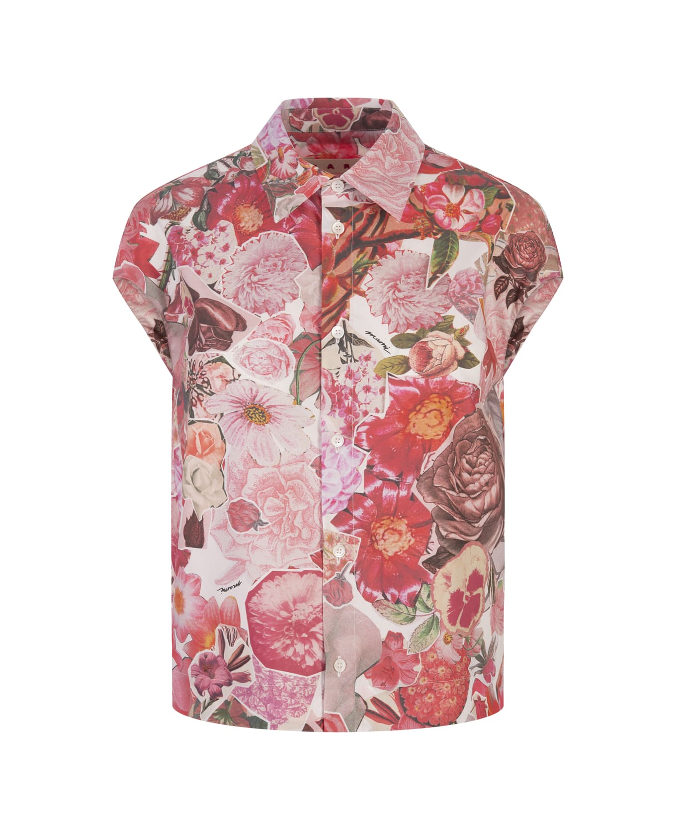 Marni Pink Sleeveless Shirt With Flower Requiem Print - Pink