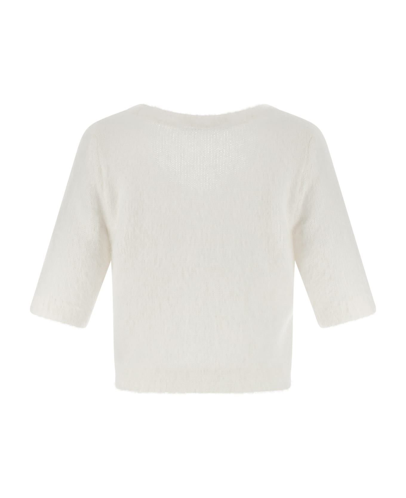 Alessandra Rich 
carded Mohair
 Sweater - White