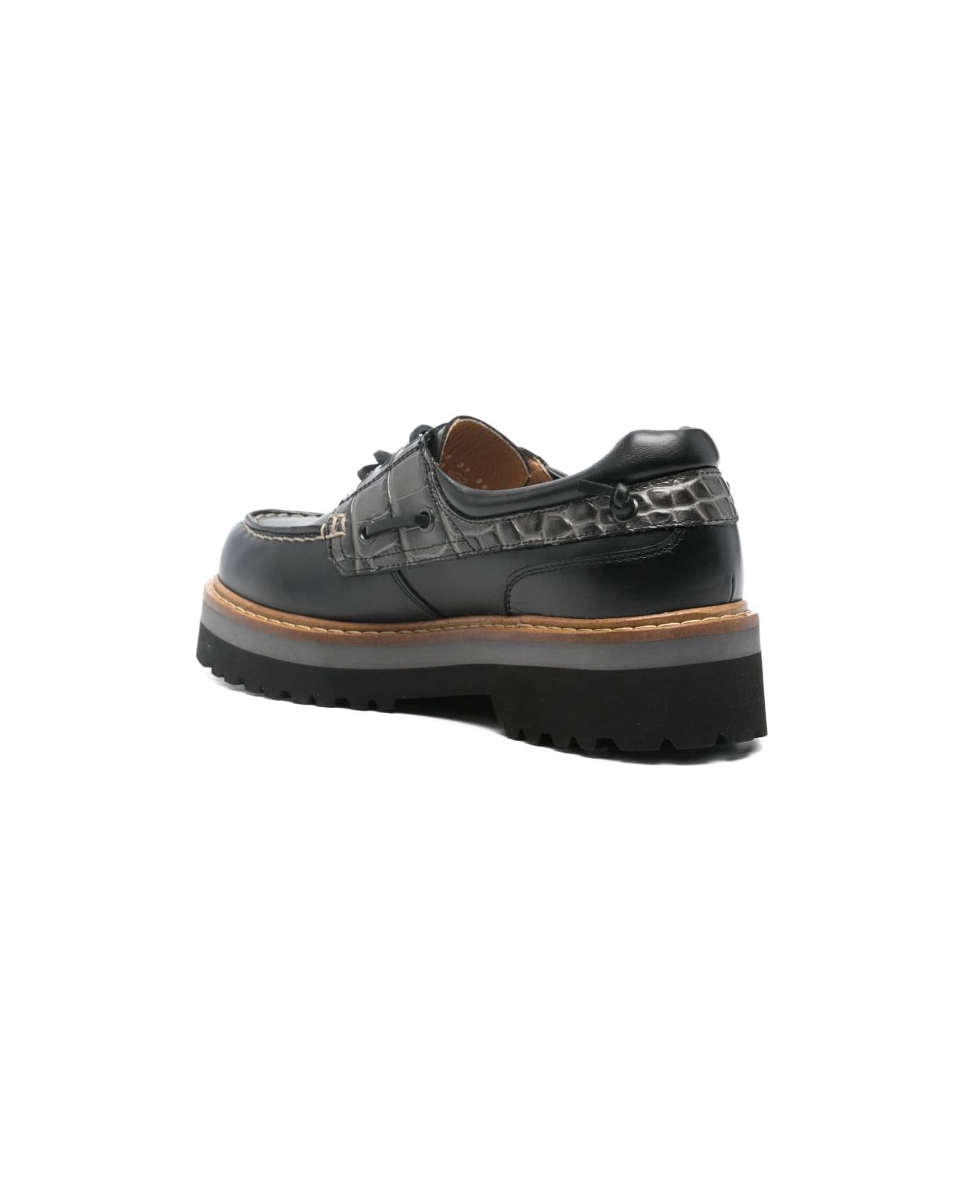 Woolrich Rock Leather Boat Shoes - Black