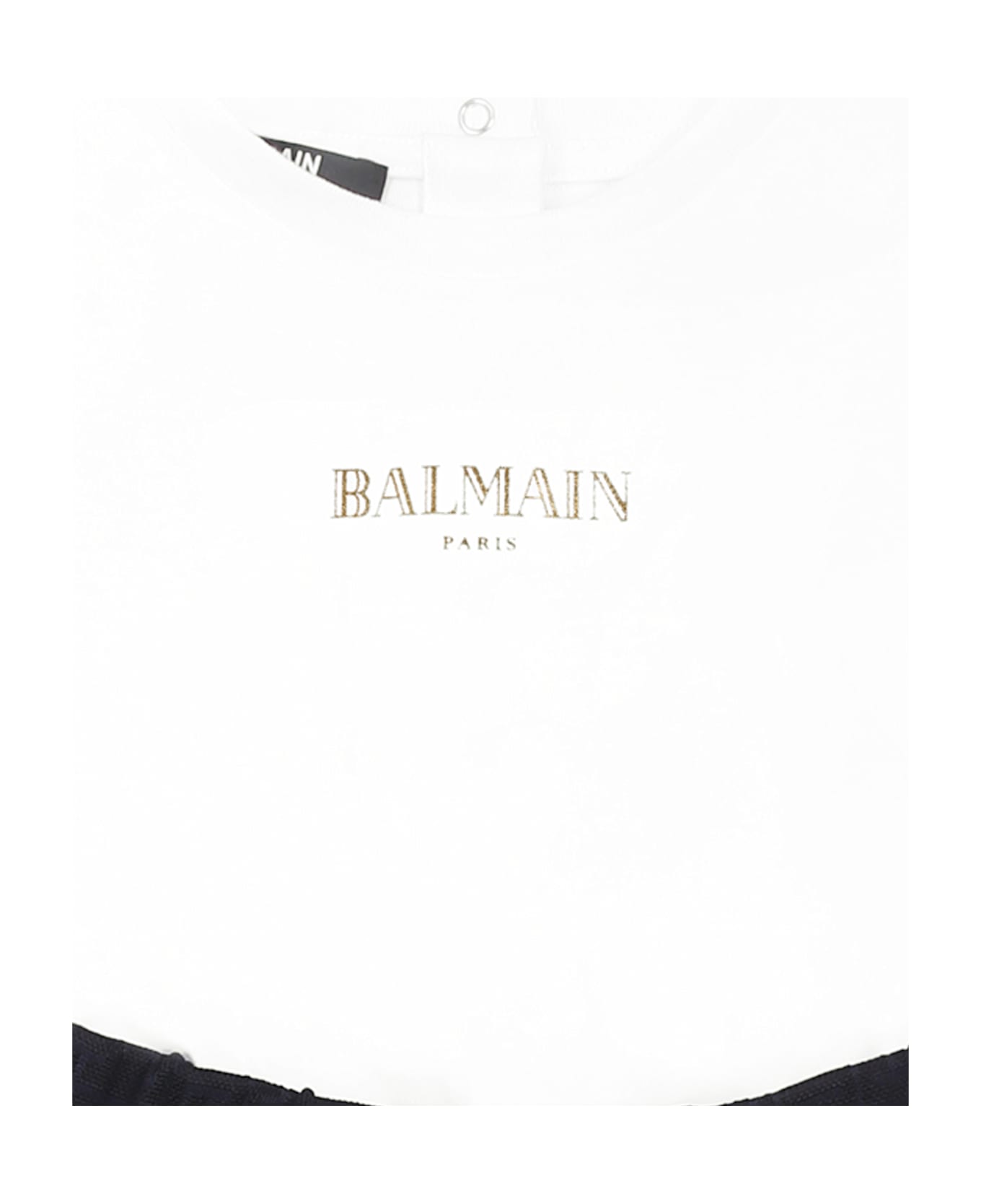 Balmain White Dress For Baby Girl With Logo - Multicolor