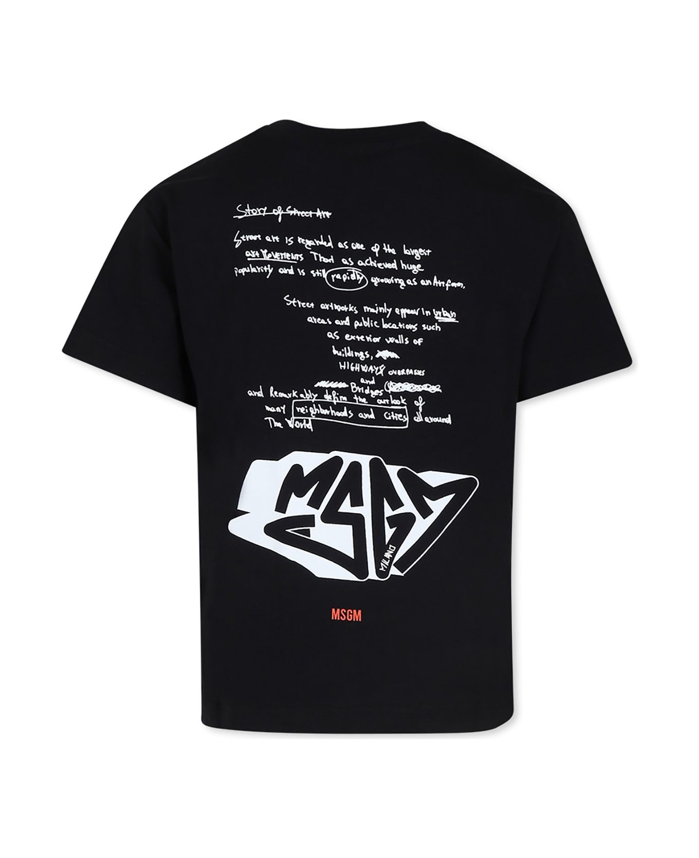 MSGM Black T-shirt For Boy With Logo - Black