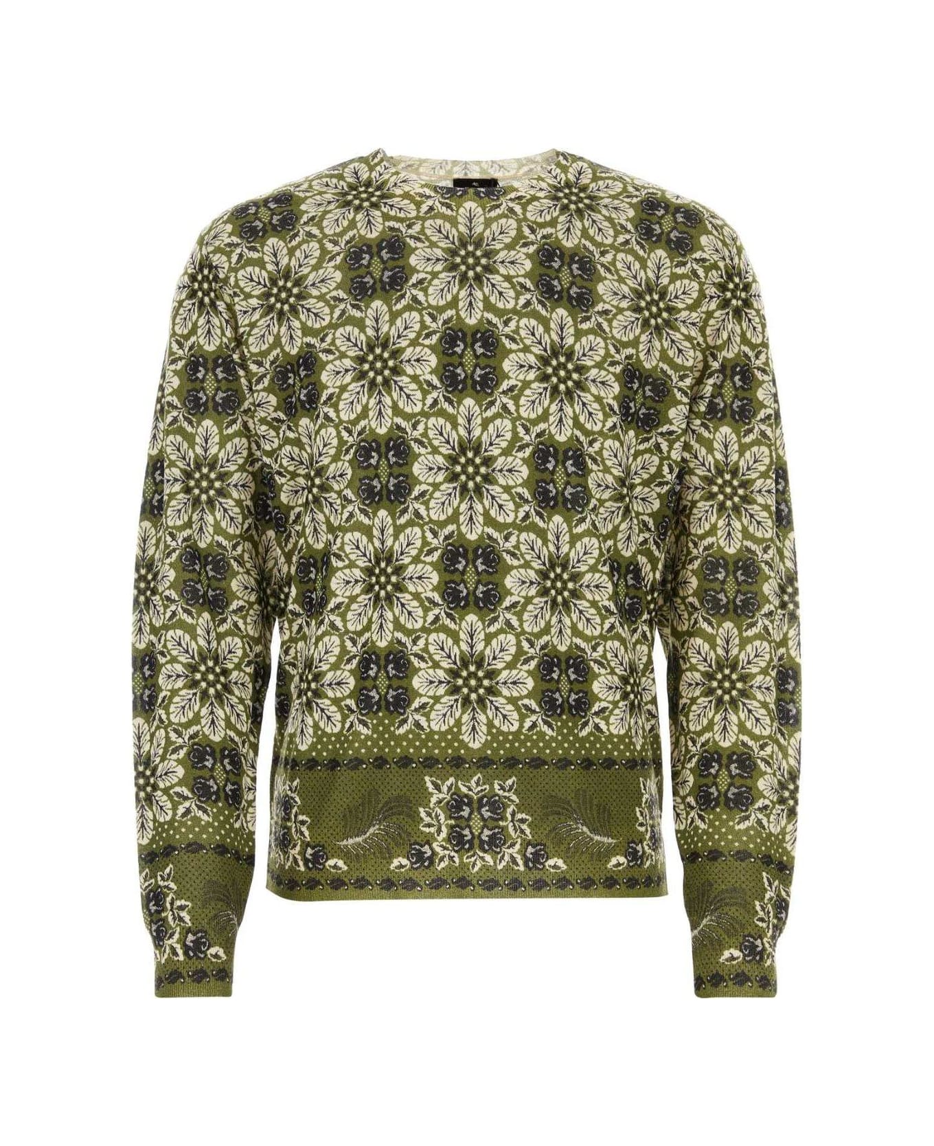 Etro Floral Pattern Knitted Jumper - Verde ニットウェア