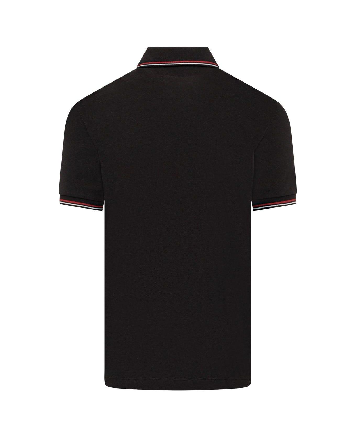 Emporio Armani Logo Printed Short Sleeved Polo Shirt - BLACK