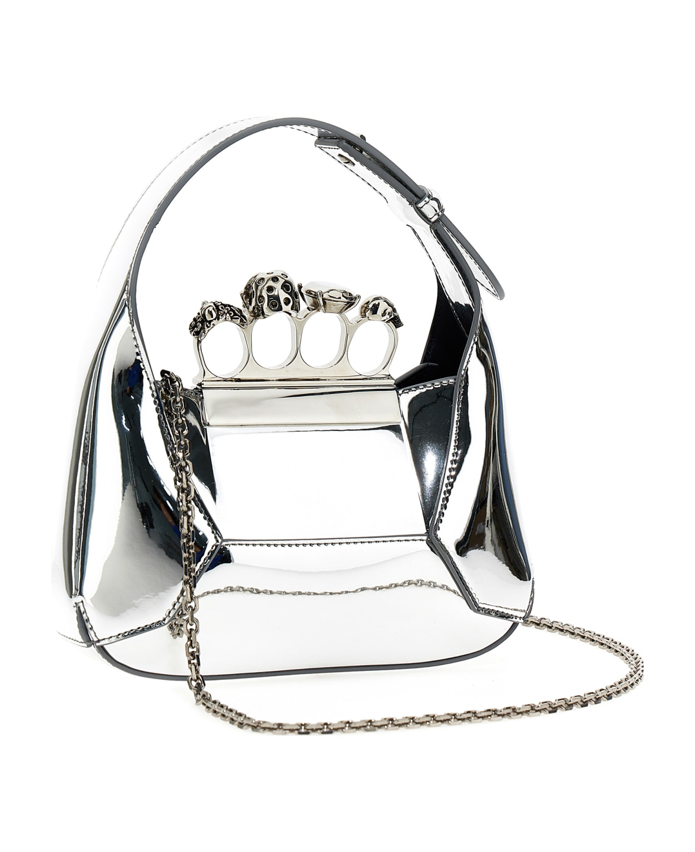 Alexander McQueen 'the Jewelled Hobo' Mini Handbag - Silver