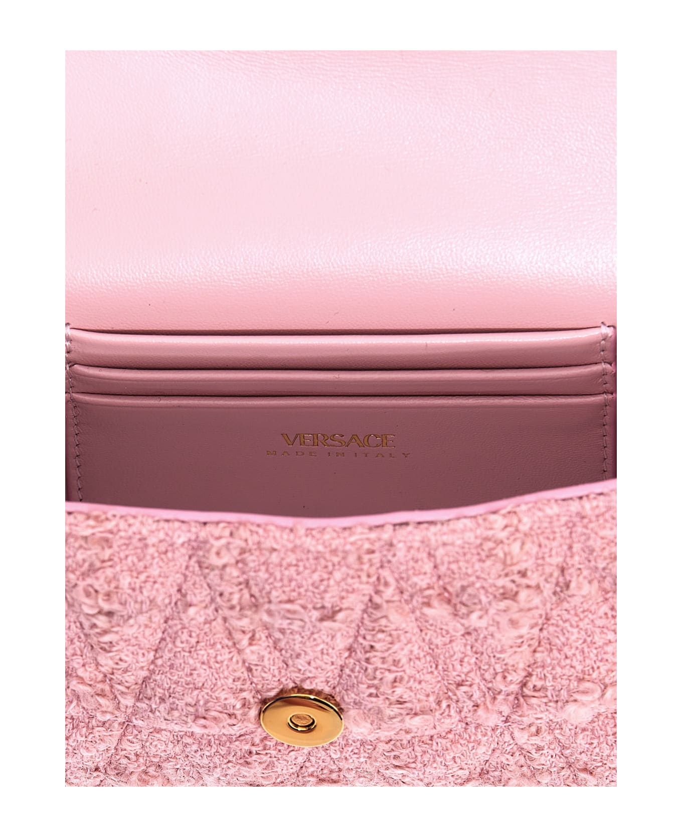 Versace Logo Tweed Crossbody Bag - Pink クラッチバッグ