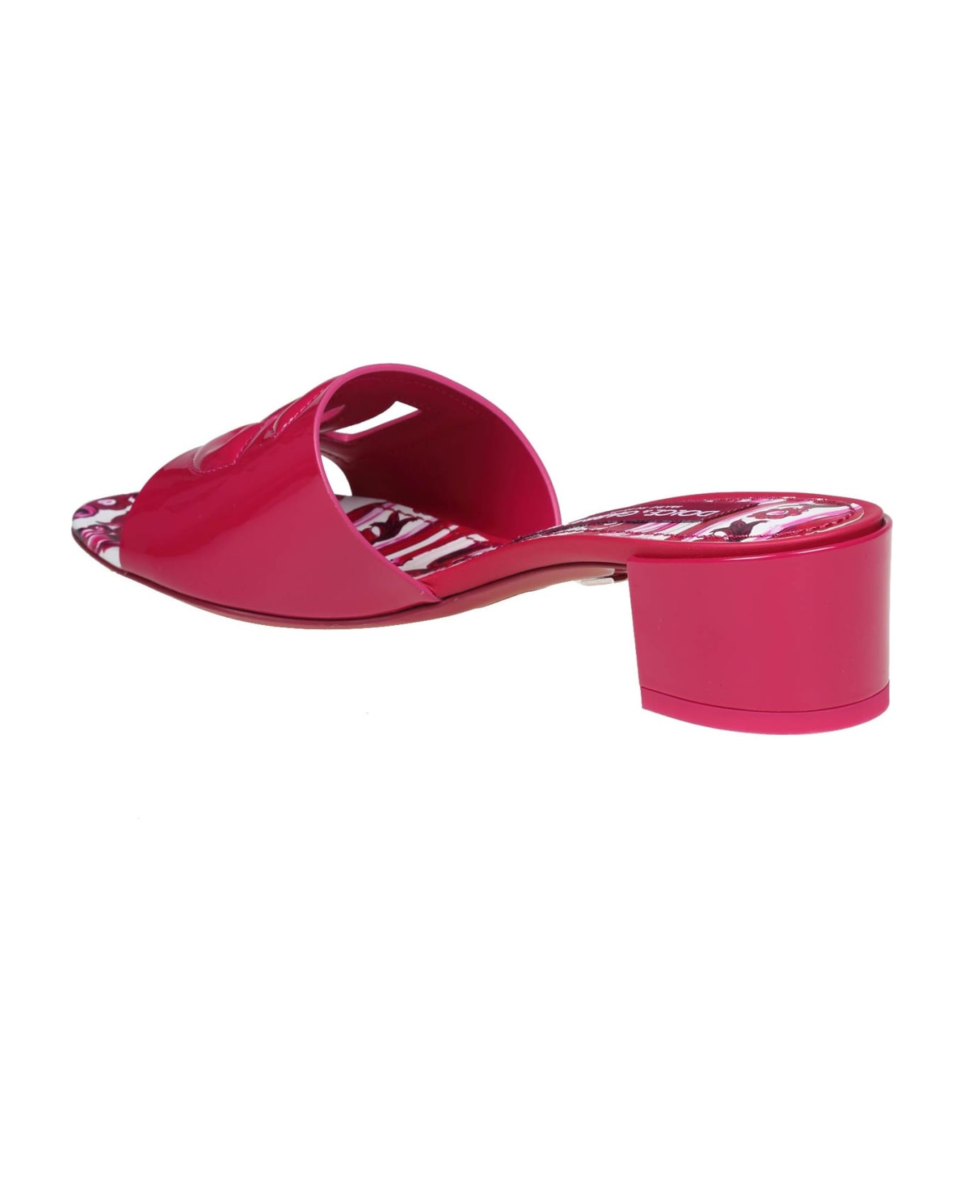 Dolce & Gabbana Slide In Patent Leather With Dg Logo - Cyclamin