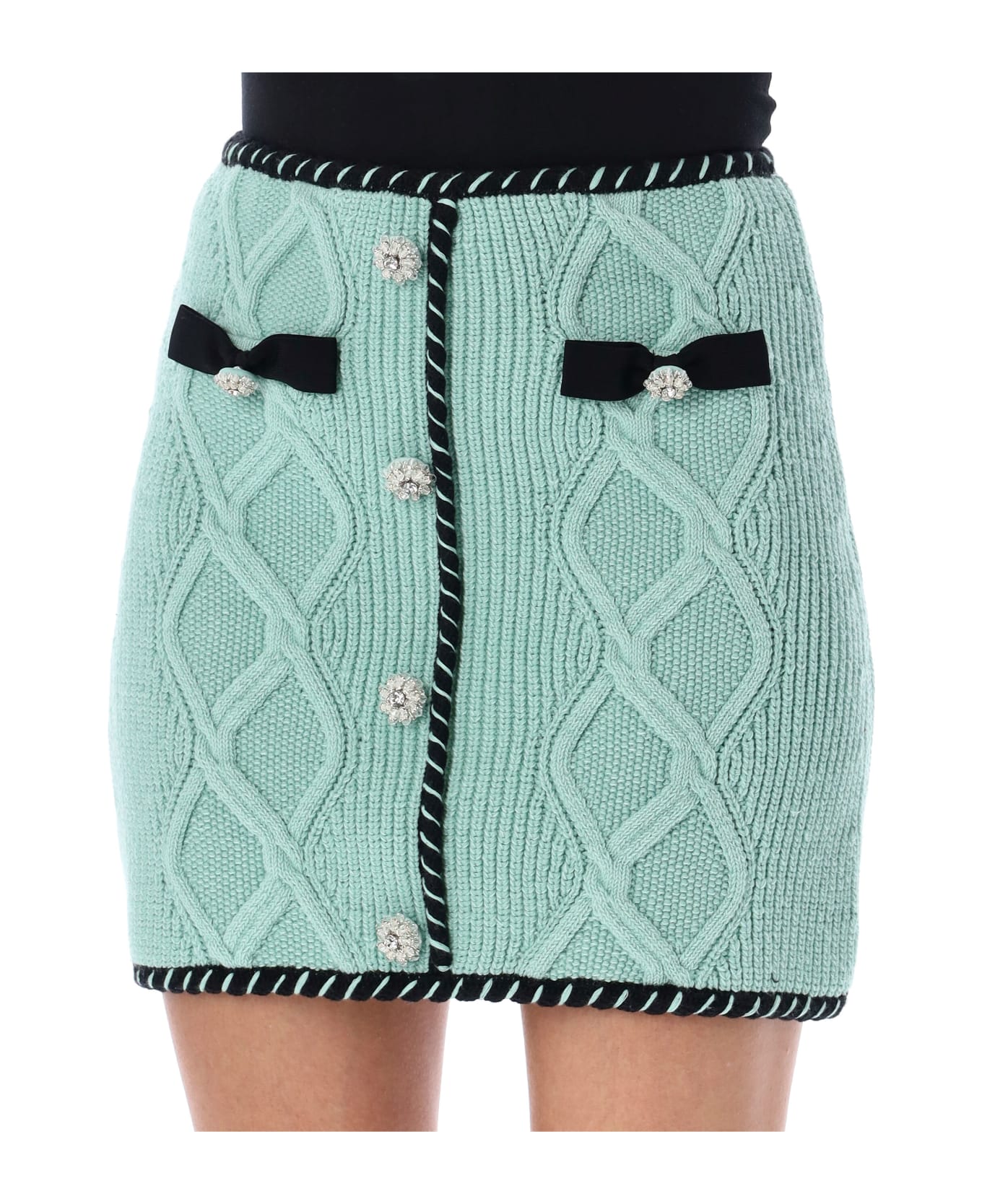self-portrait Cable Knit Mini Skirt - MINT スカート
