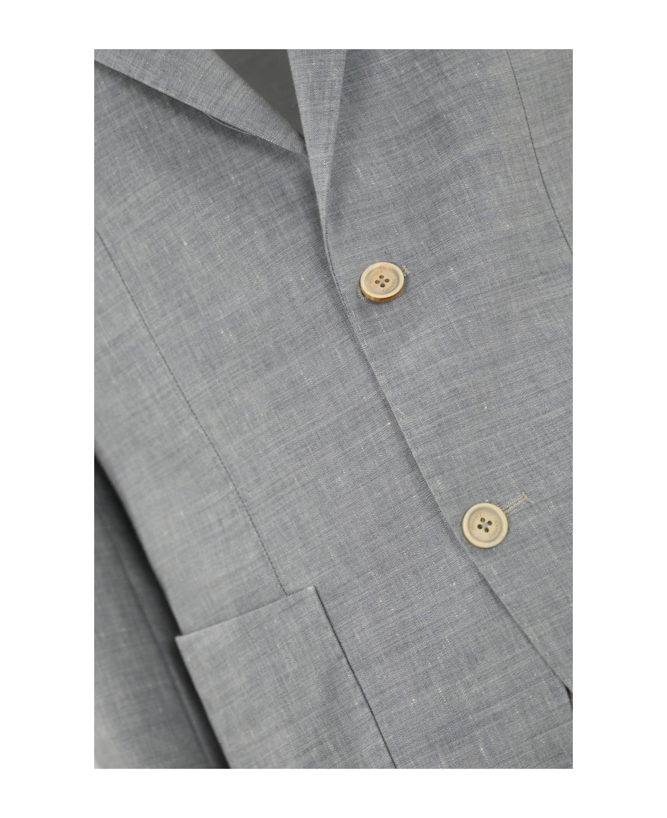 Eleventy Single-breasted Linen And Wool Suit - Denim