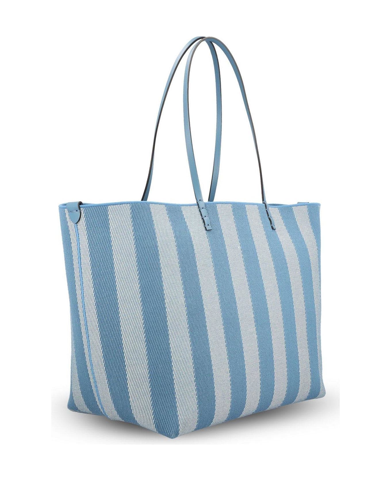 Fendi Roll Striped Large Reversible Tote Bag - Light Blue