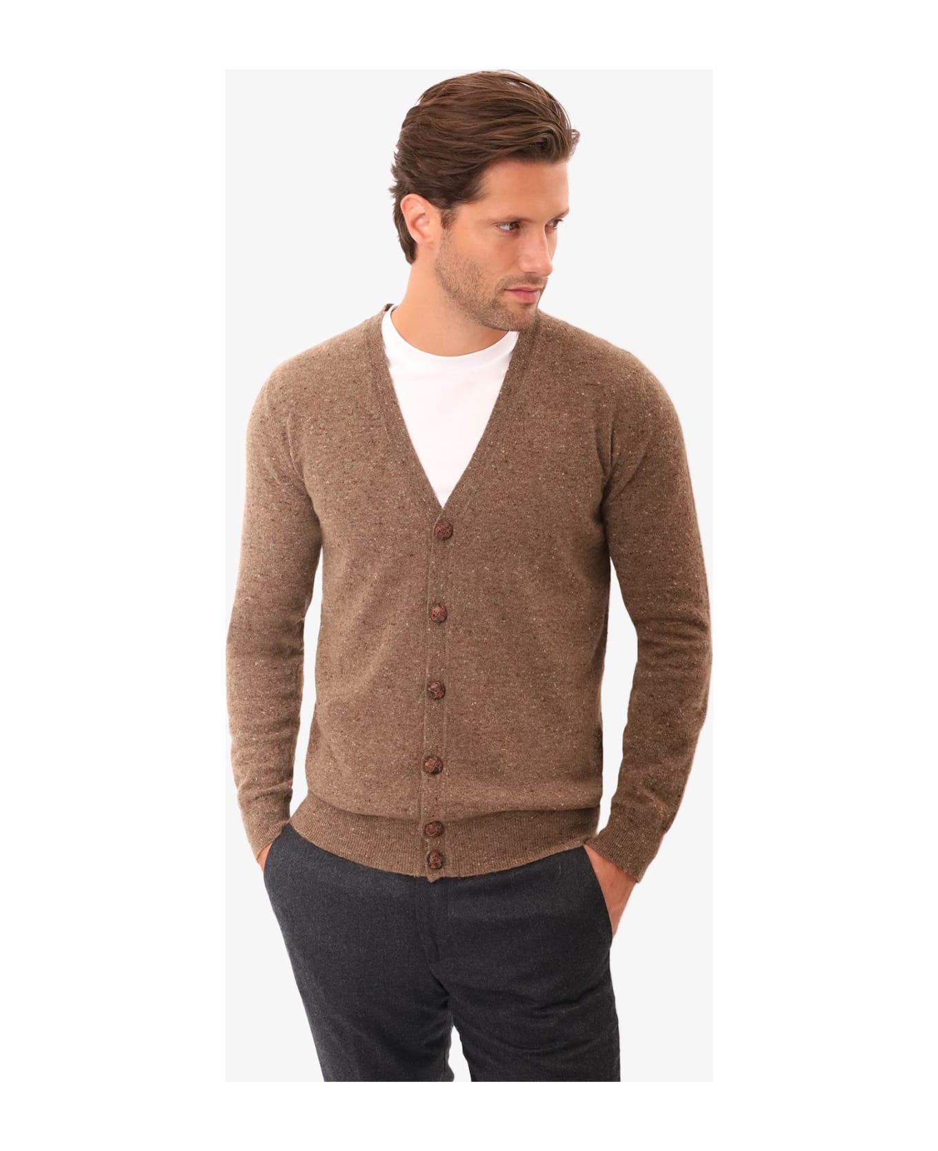 Larusmiani Cardigan Merino Sweater - Brown