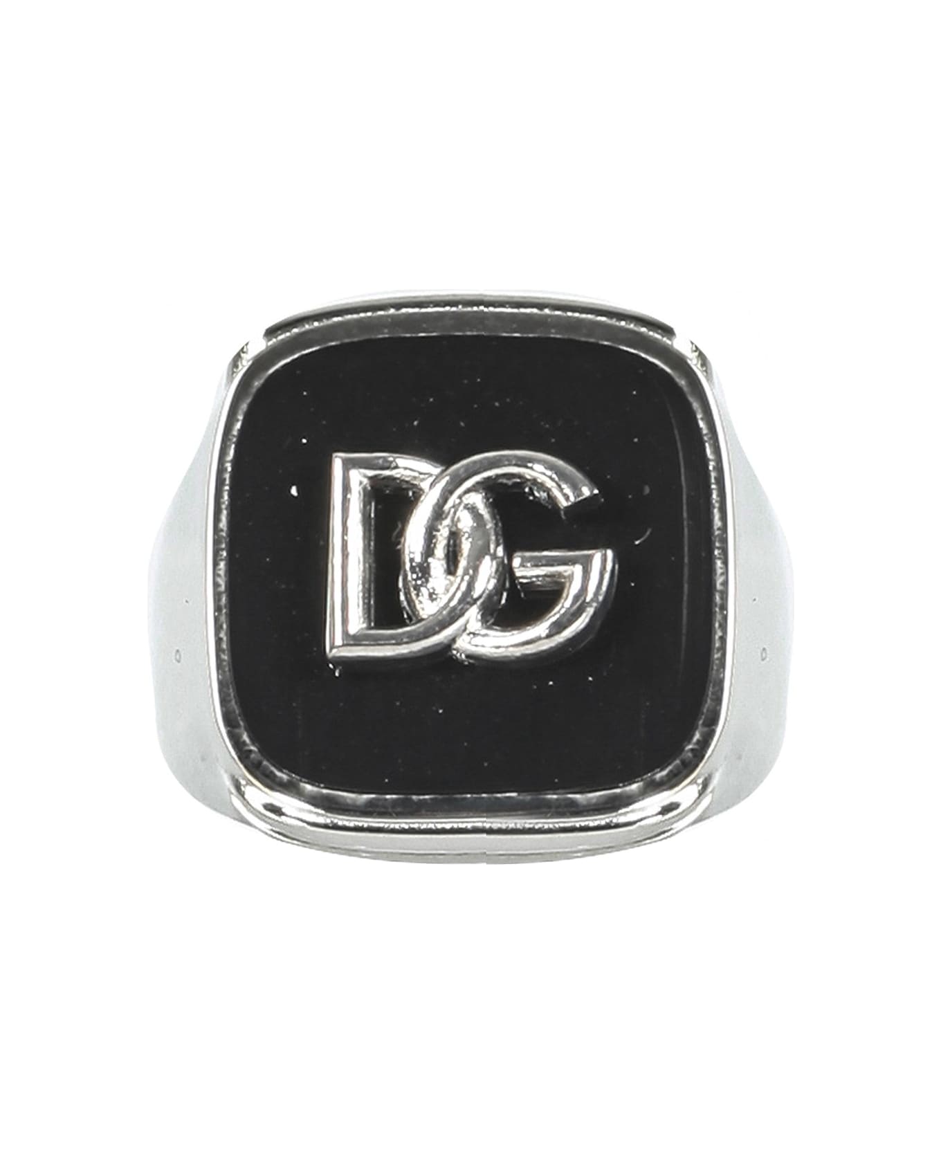 Dolce & Gabbana Enamel And Logo Ring - ARGENTO