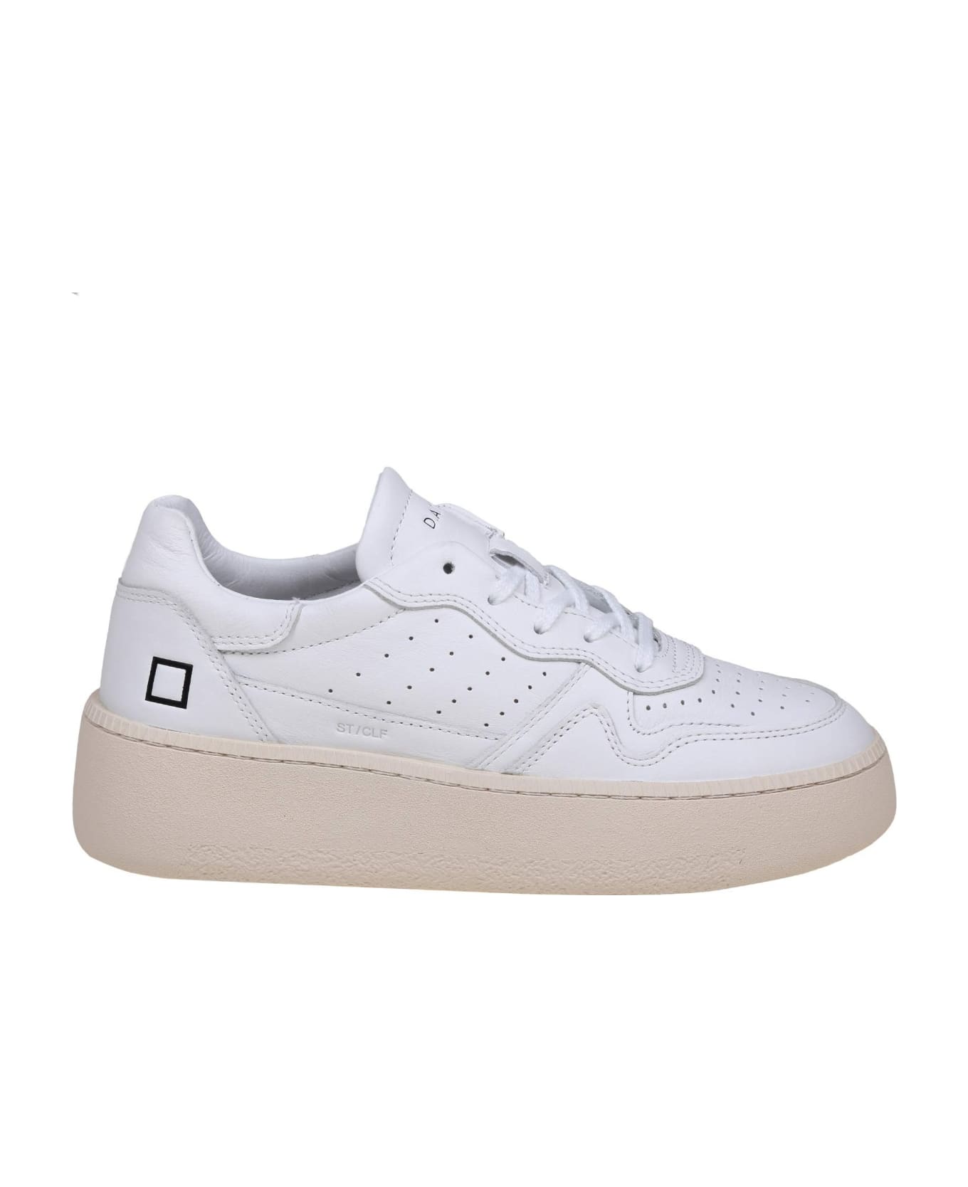 D.A.T.E. Step Calf Sneakers In Leather And White Color - White