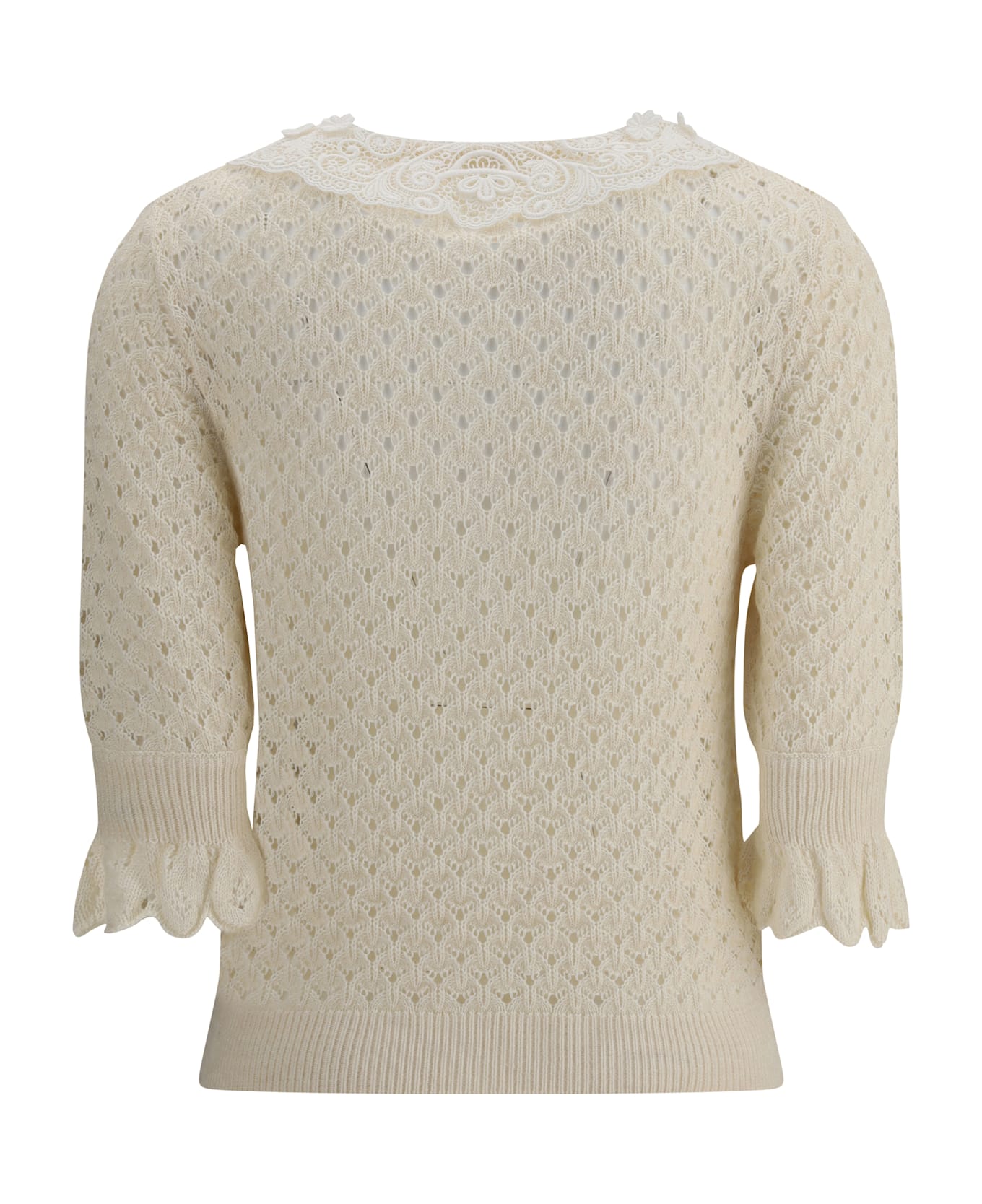 Chloé Sweater With Lace Collar - White
