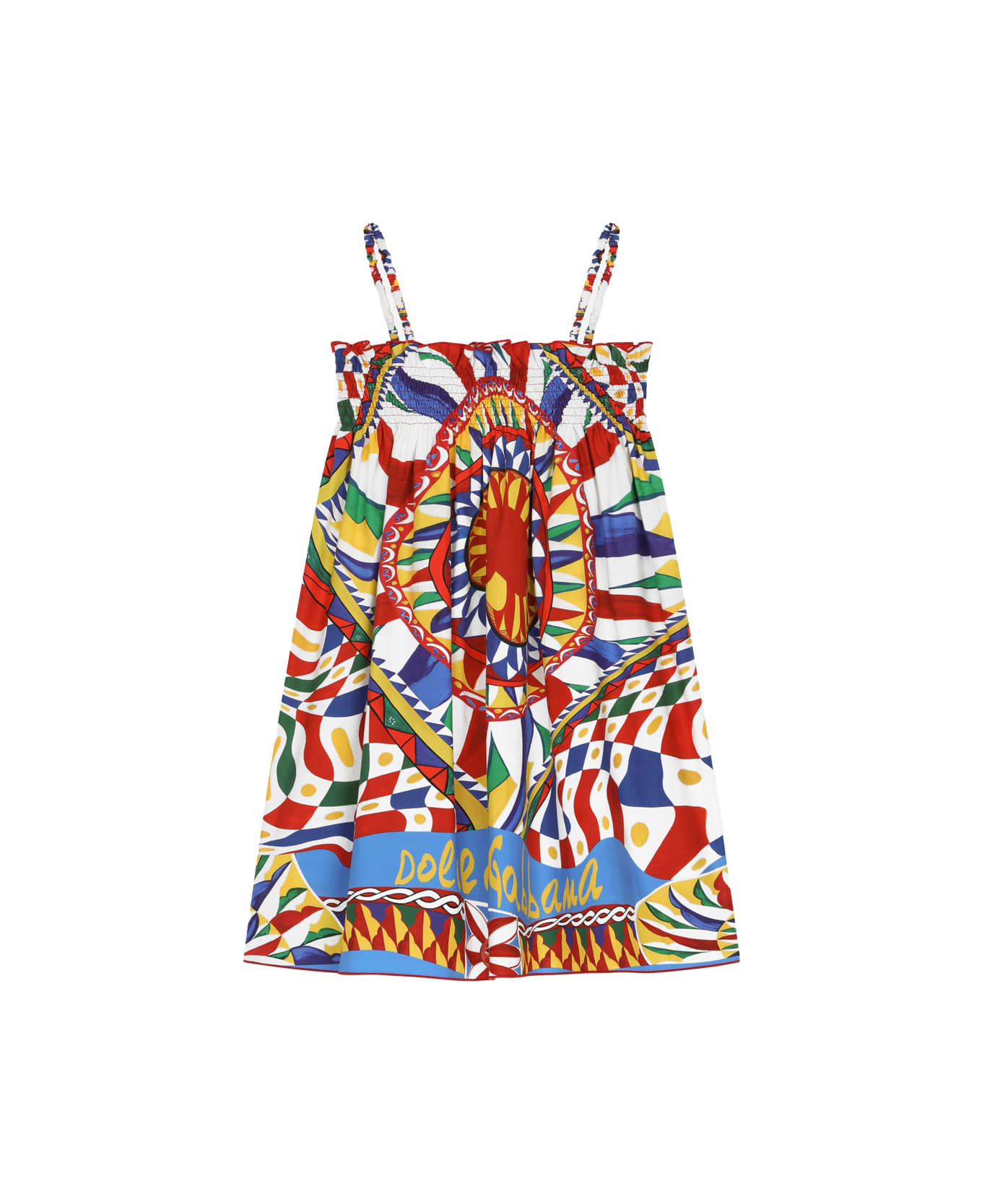 Dolce & Gabbana Sundress In Poplin With Cart Print - Multicolour ワンピース＆ドレス