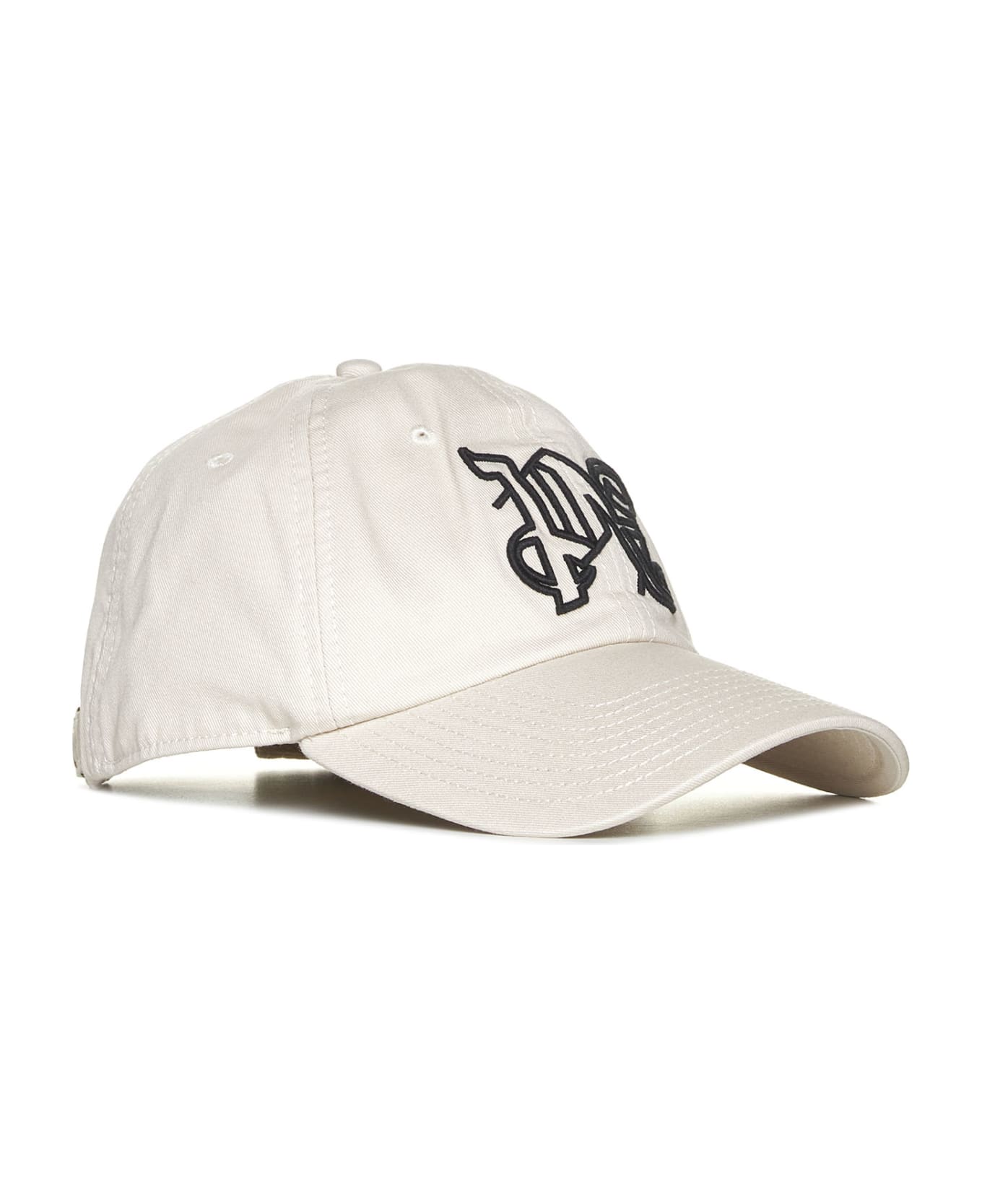 Palm Angels Beige Cap With Logo - Beige black