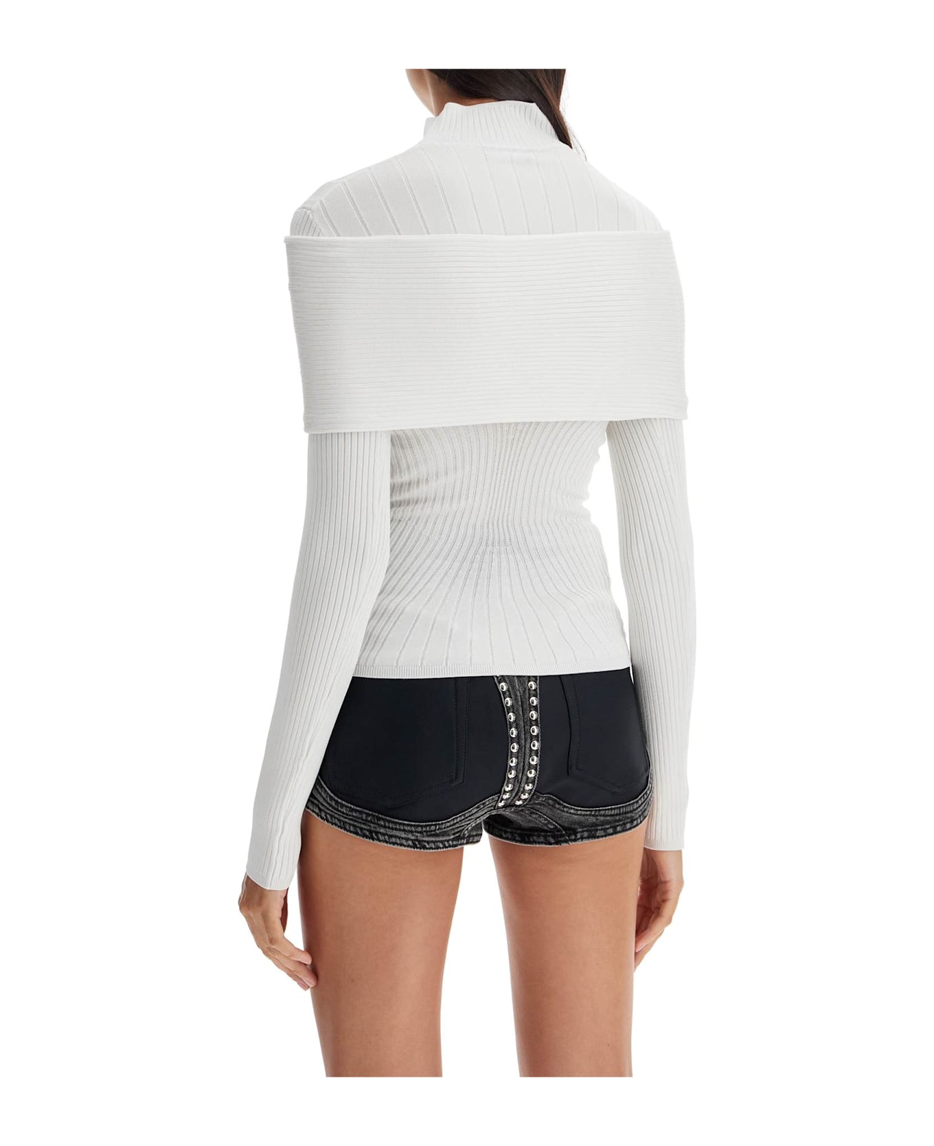 Mugler Long-sleeved Top With Off- - OFF WHITE (White)