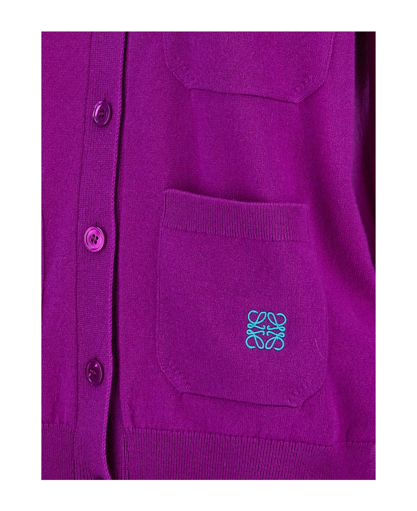 Loewe Logo Embroidery Cardigan - Purple