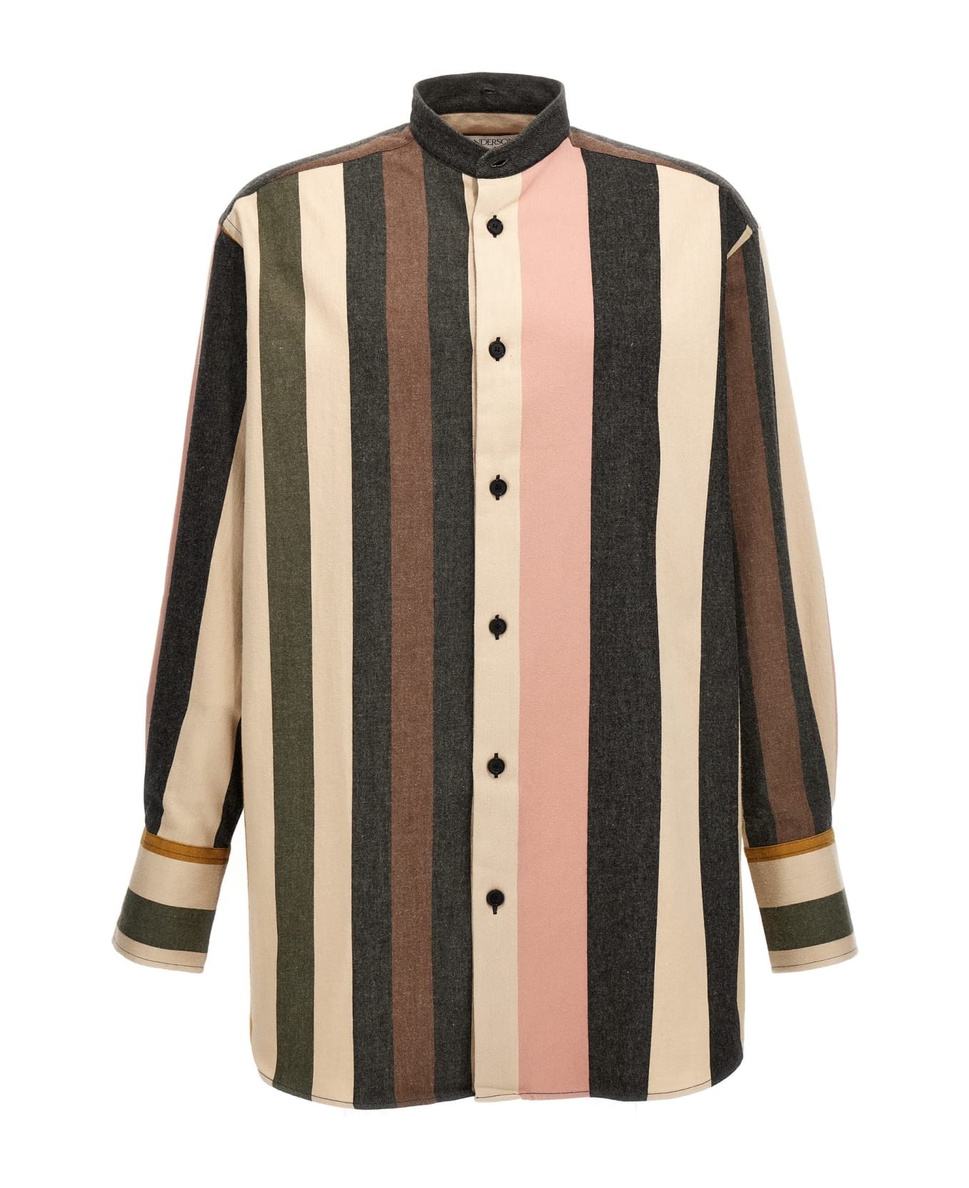 J.W. Anderson Logo Embroidered Striped Shirt - Flax Multi