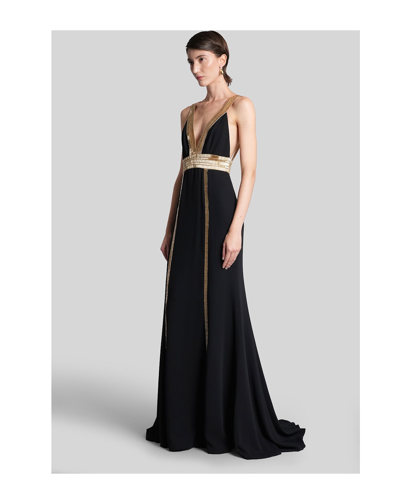 Costarellos Lucine Long Dress In Black Polyester - black