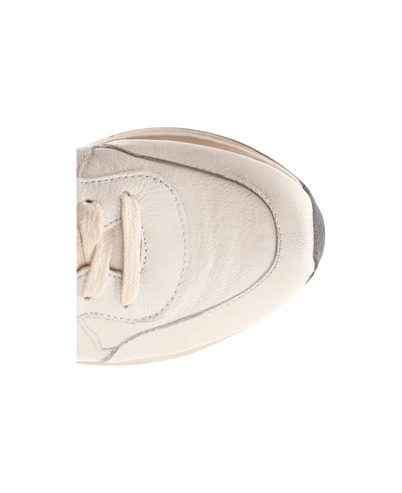 Golden Goose Ivory 'running Sole' Sneakers - WHITE/SILVER/GOLD