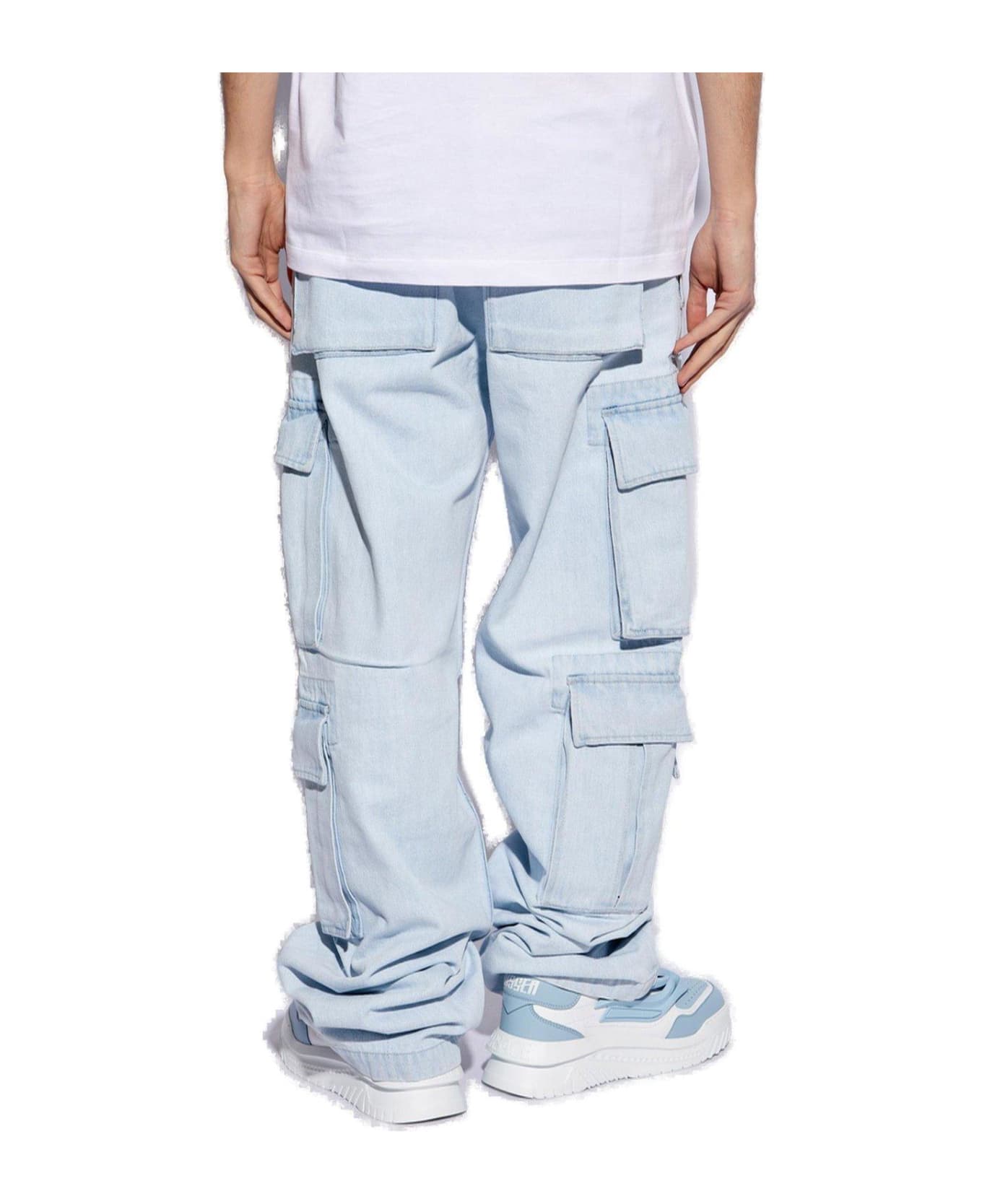 Versace Mid-rise Wide-leg Cargo Jeans - Light Blue ボトムス