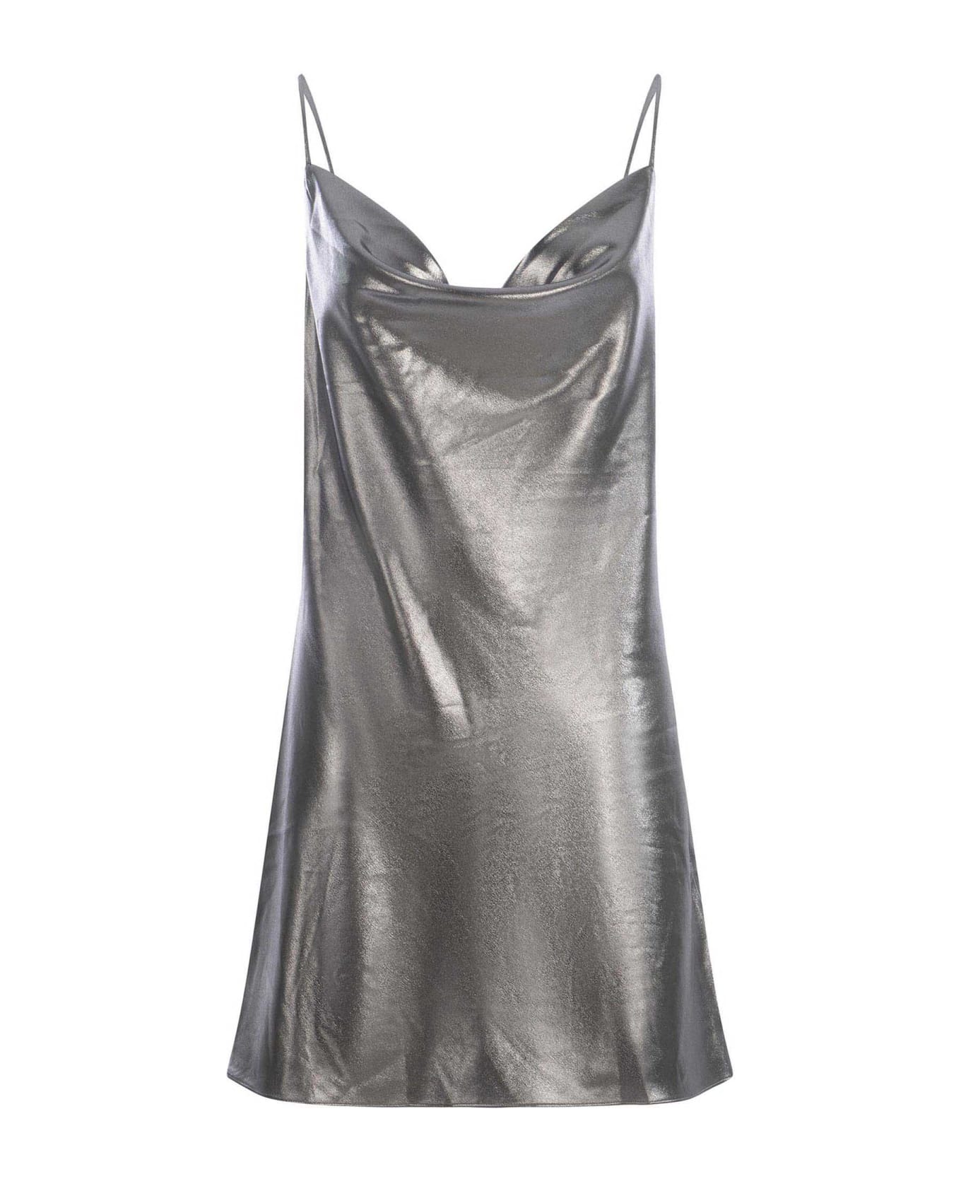 Rotate by Birger Christensen 'metallic Mini Slip Dress' - SILVER ワンピース＆ドレス