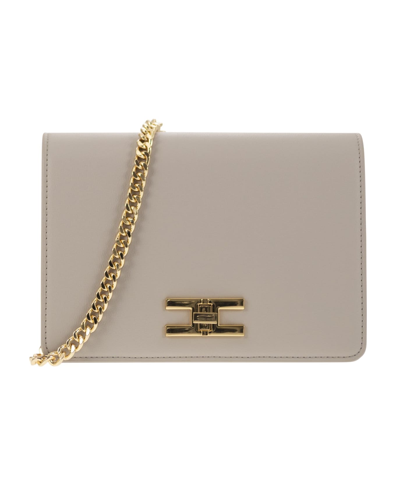 Elisabetta Franchi Shoulder Bag With Gold Swivel Logo - Pearl