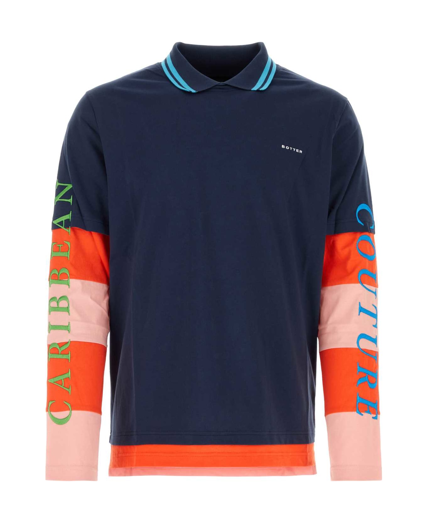 Botter Multicolor Cotton Polo Shirt - NAVY PINKSTR CARIBBEAN COUTURE