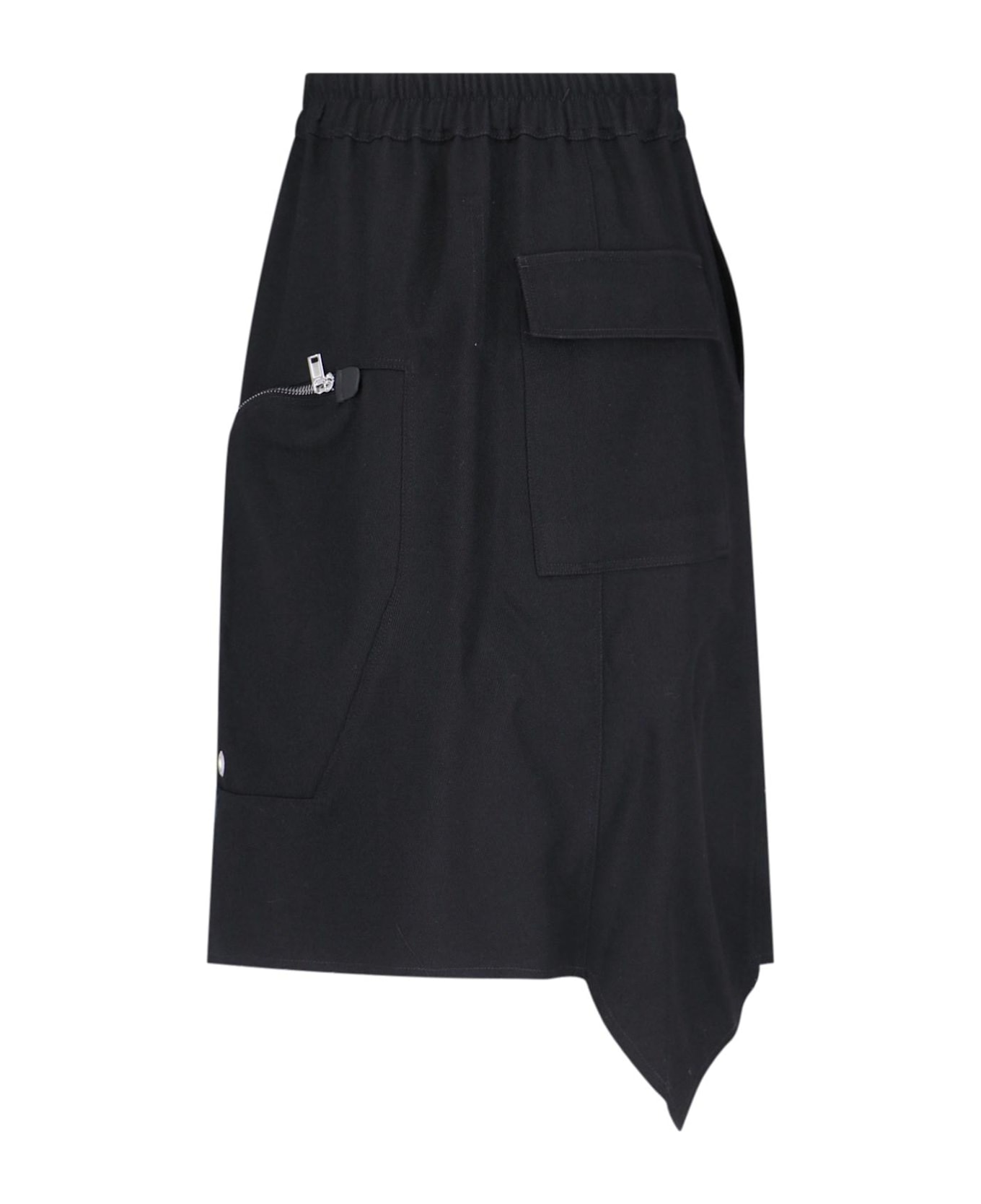 Rick Owens 'dracca' Asymmetrical Midi Skirt - BLACK