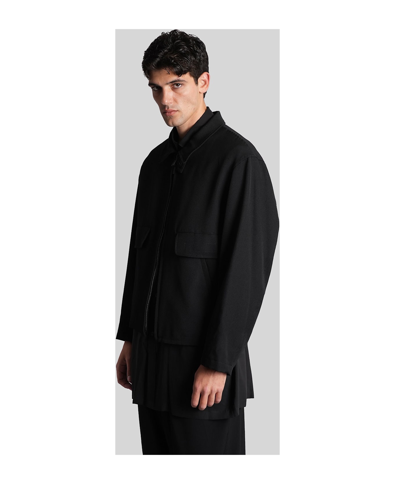 Yohji Yamamoto Casual Jacket In Black Wool - black