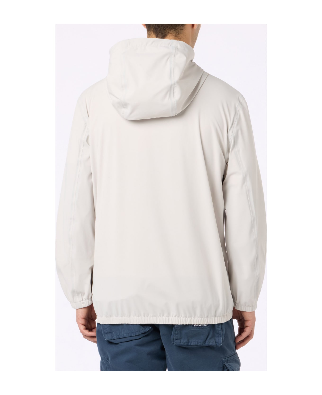 MC2 Saint Barth Man Hooded Lightweight Ice White Fabric Windbreaker Sloop - WHITE