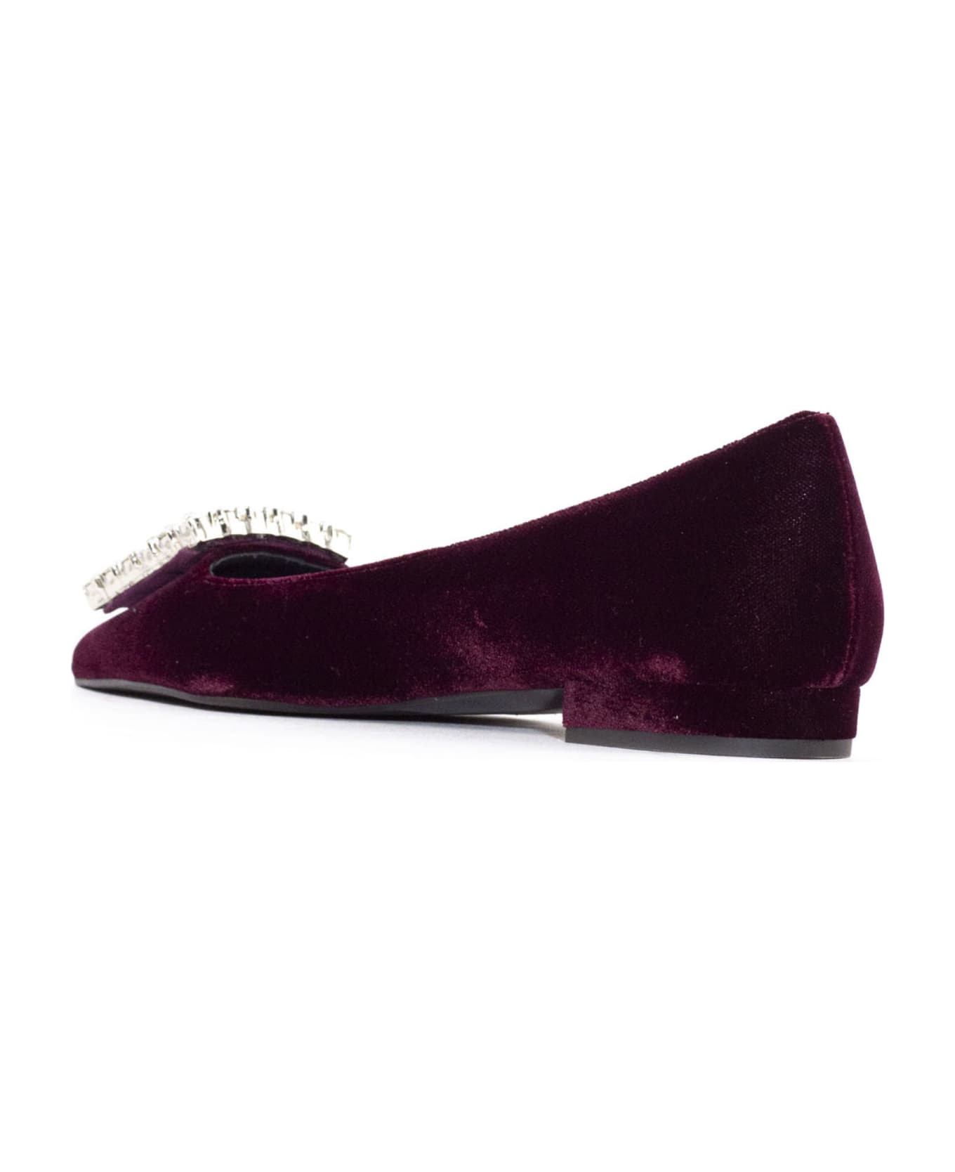 Roberto Festa Amaia Burgundy Velvet Ballerina Shoes - Bordeaux