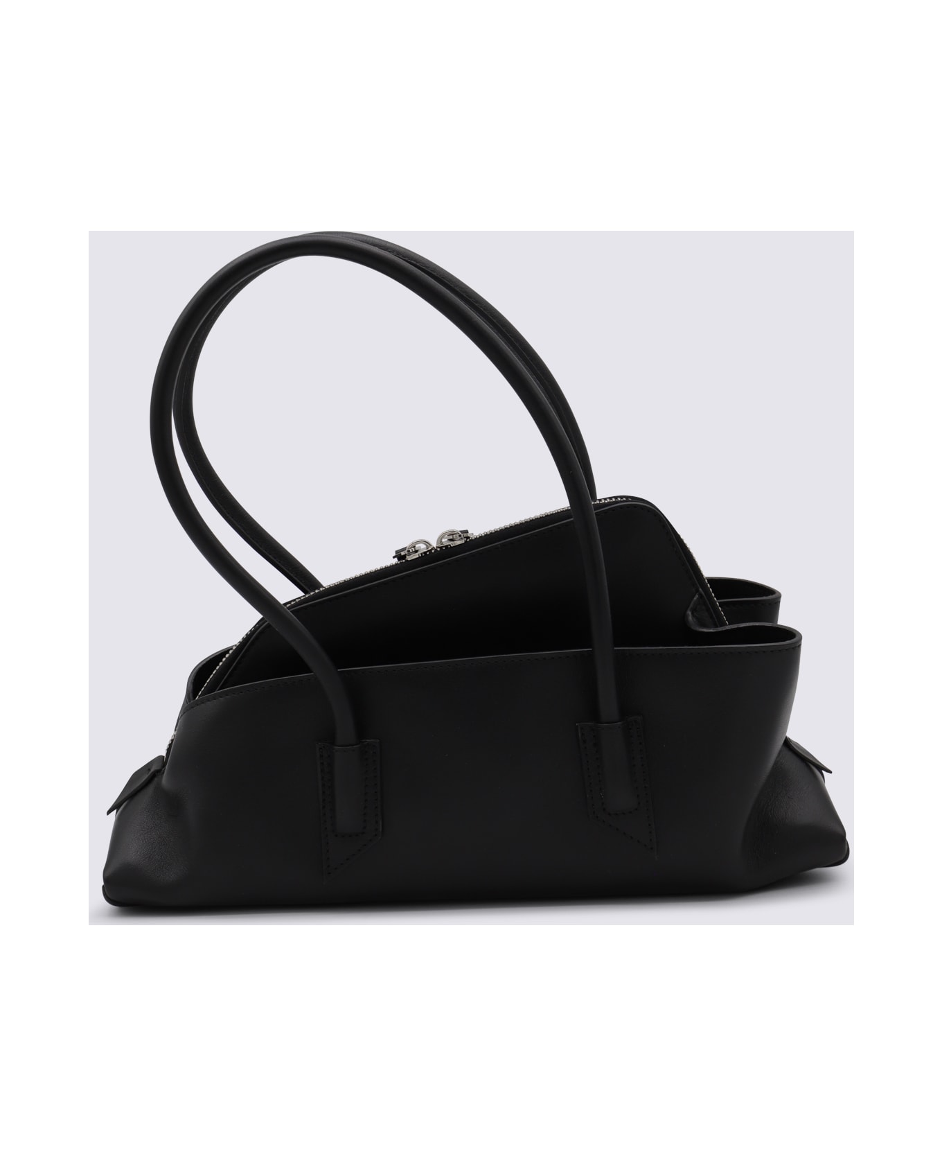 The Attico Black Leather La Passeggiata Small Shoulder Bag - Black