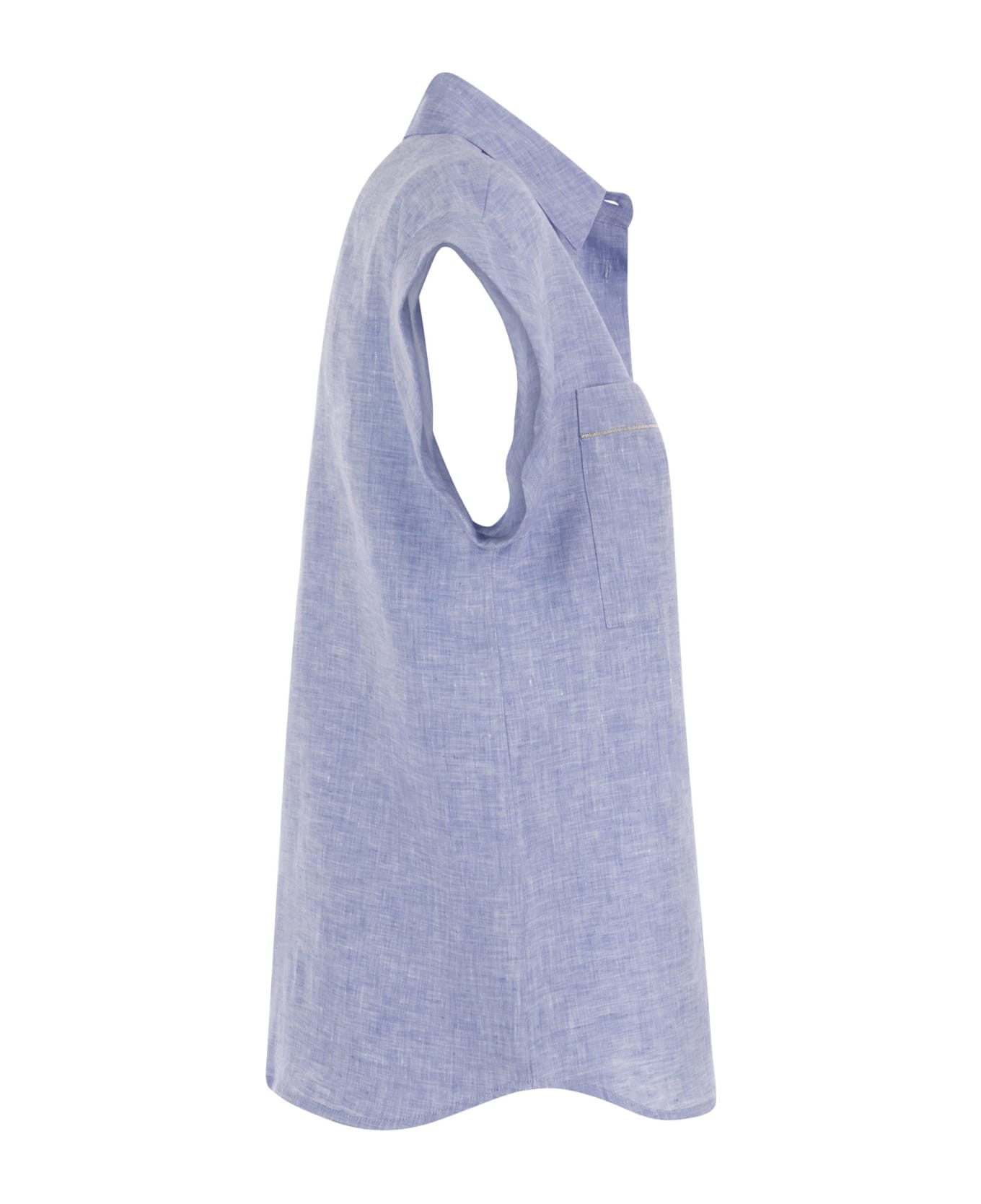 Peserico Linen Sleeveless Shirt - Light Blue