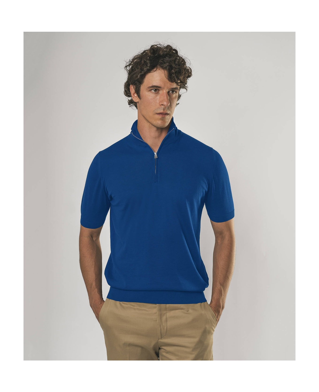 Larusmiani Paul T-shirt With Zip Sweater - Blue