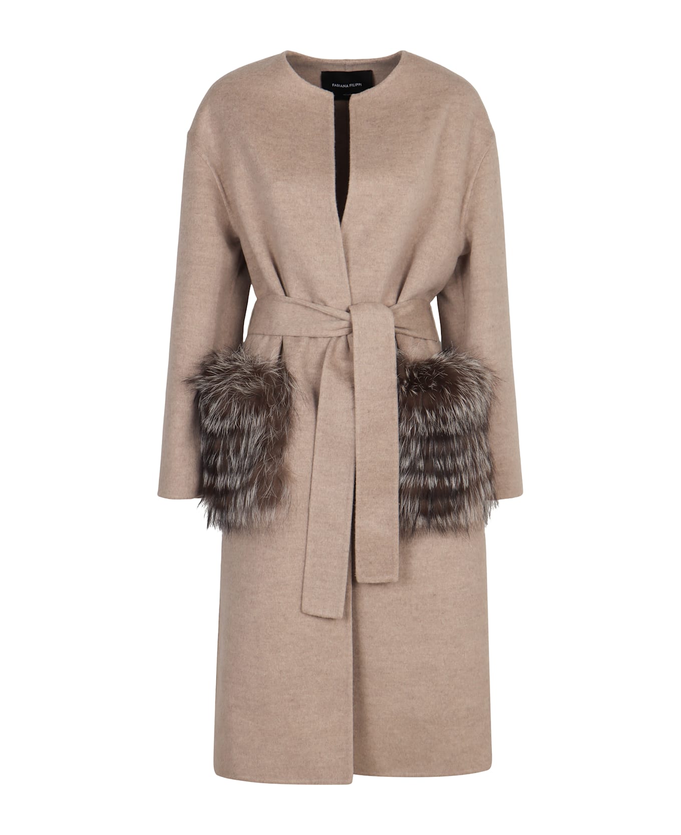 Fabiana Filippi Coat In Double Wool And Cashmere - turtledove