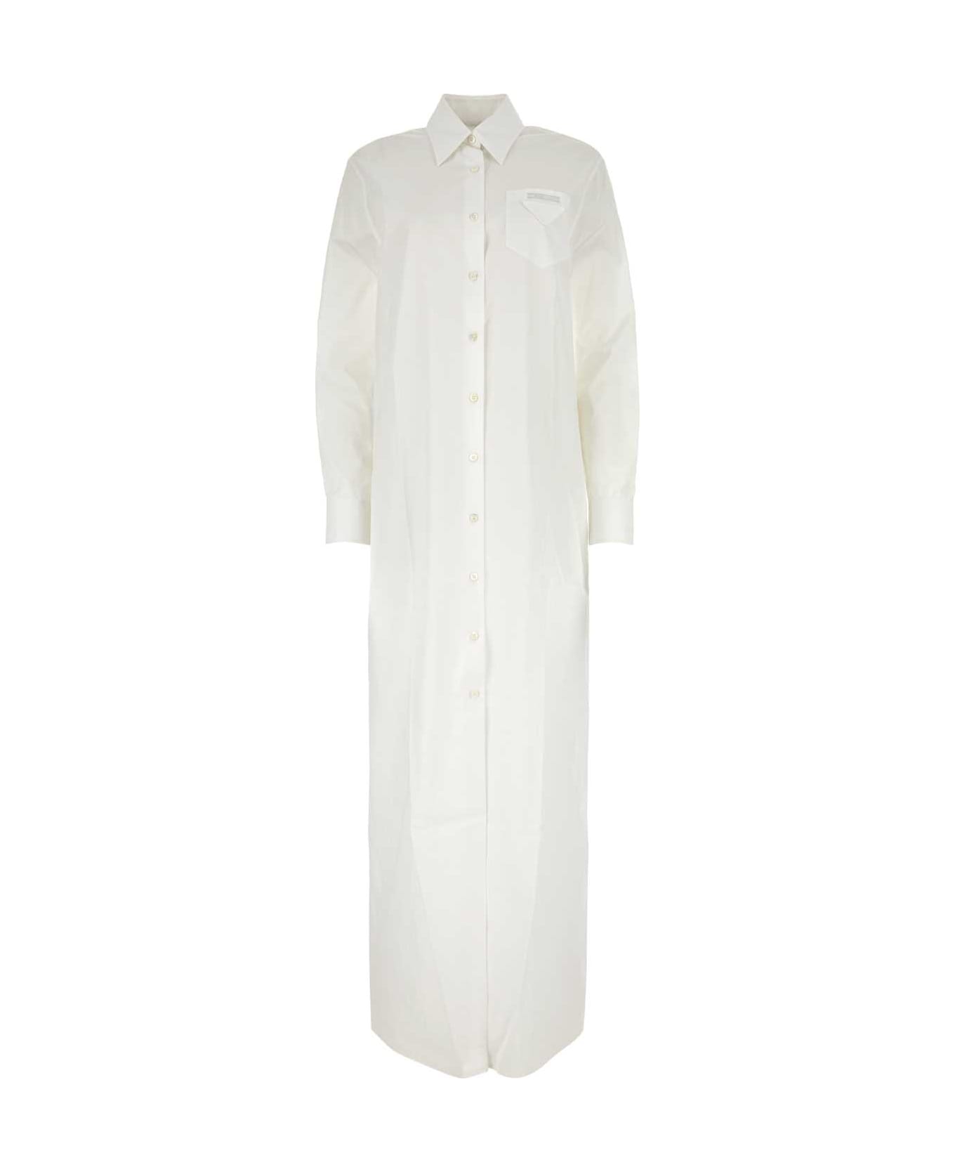Prada White Cotton Shirt Dress - BIANCO