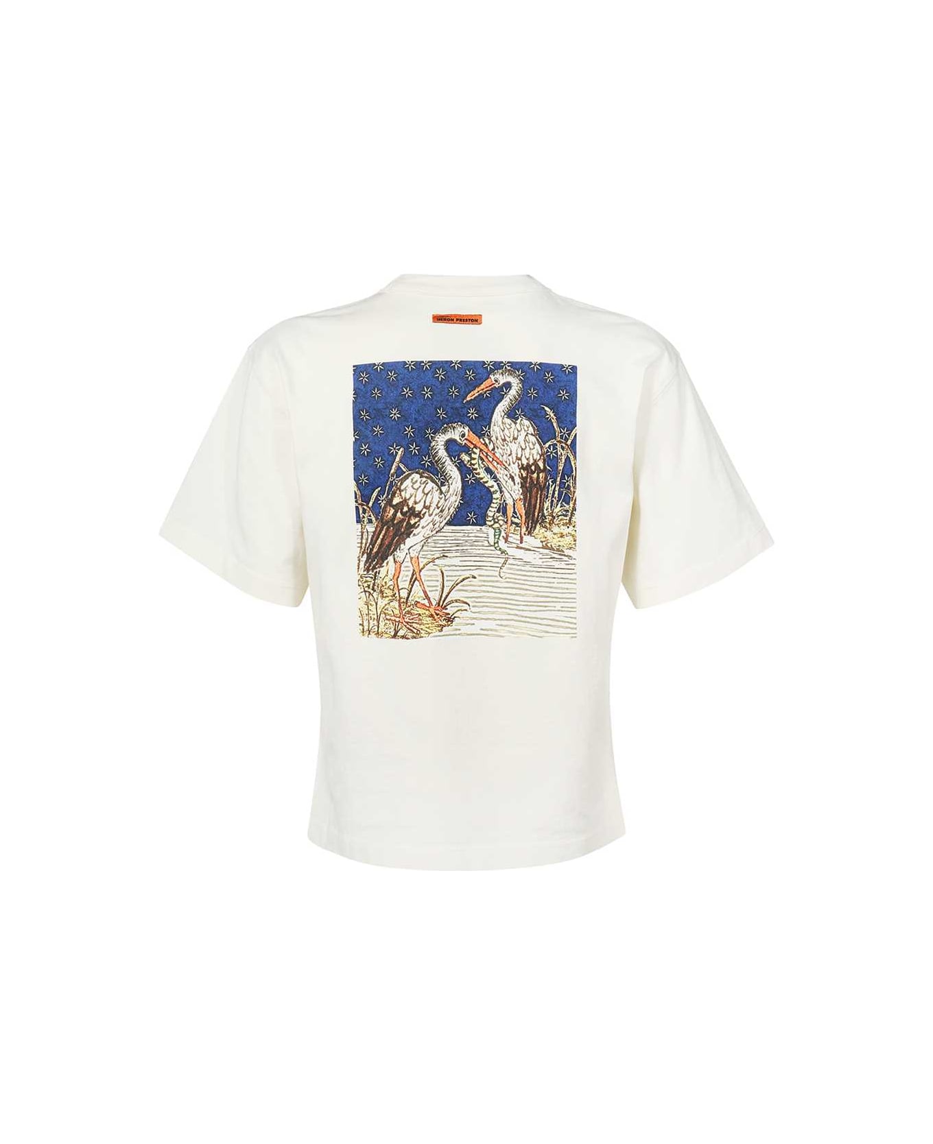 HERON PRESTON Printed Cotton T-shirt - White