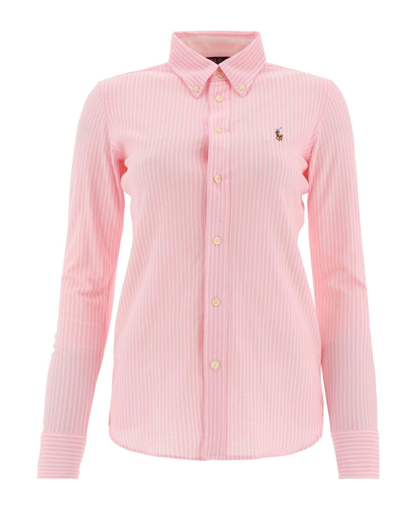 Ralph Lauren Striped Long-sleeved Shirt - Carmel Pink White シャツ