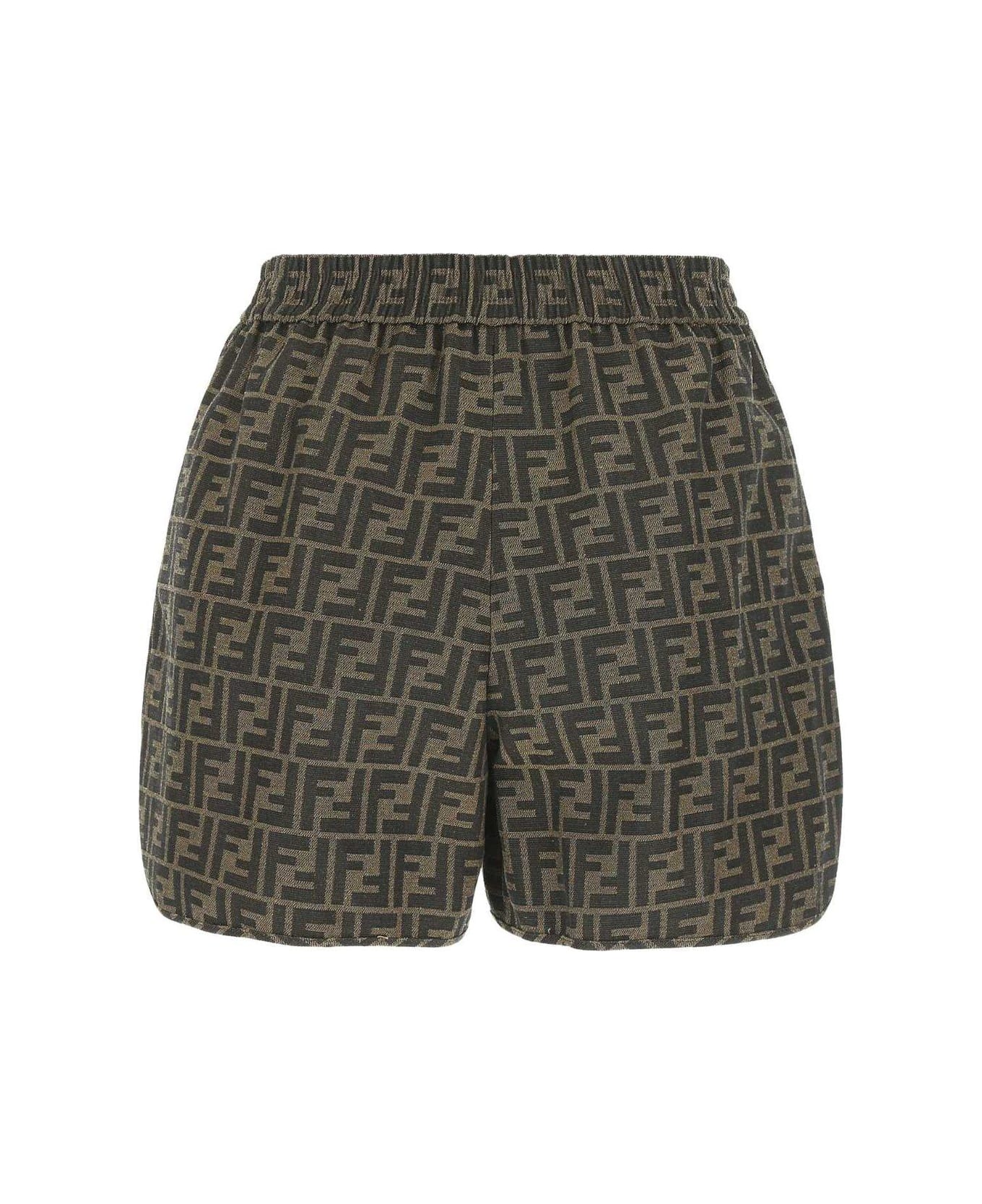 Fendi Ff Logo Cotton-blend Shorts - Tobacco