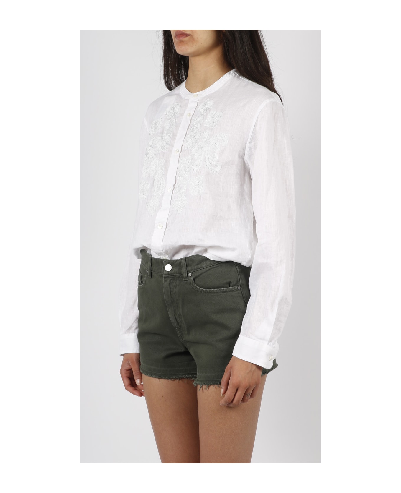 Parosh Embroidered Linen Shirt - White シャツ