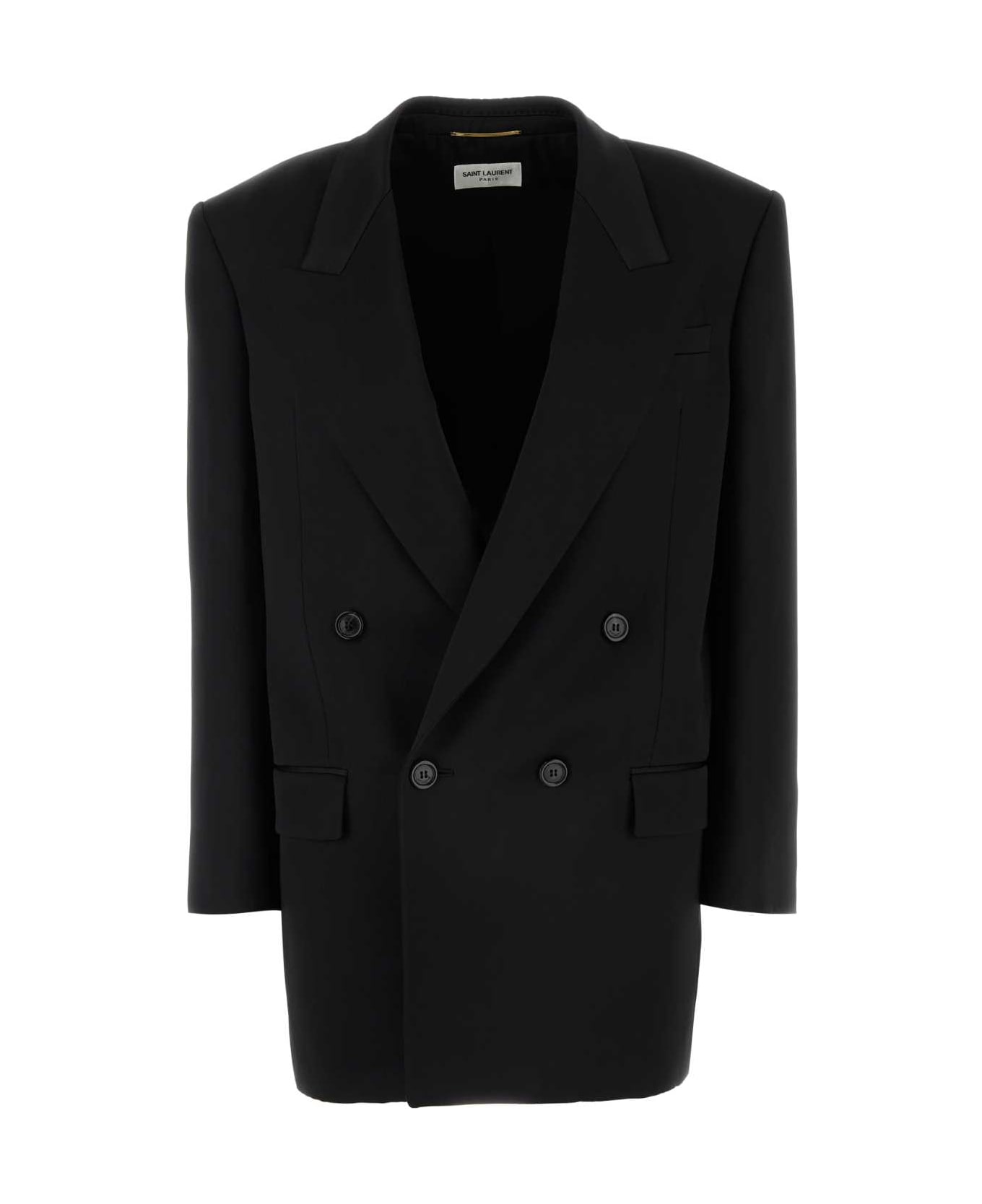 Saint Laurent Black Satin Blazer - NOIR