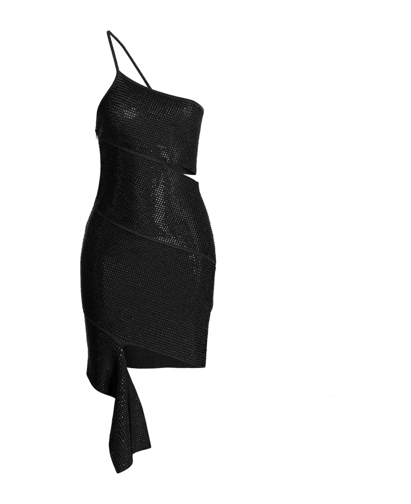 ANDREĀDAMO Sequin One Shoulder Dress - Black  