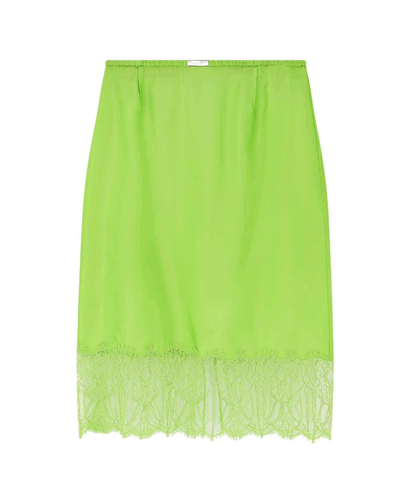 Gucci Viscose Skirt With Floral Lace - BRIGHT APPLE GREEN